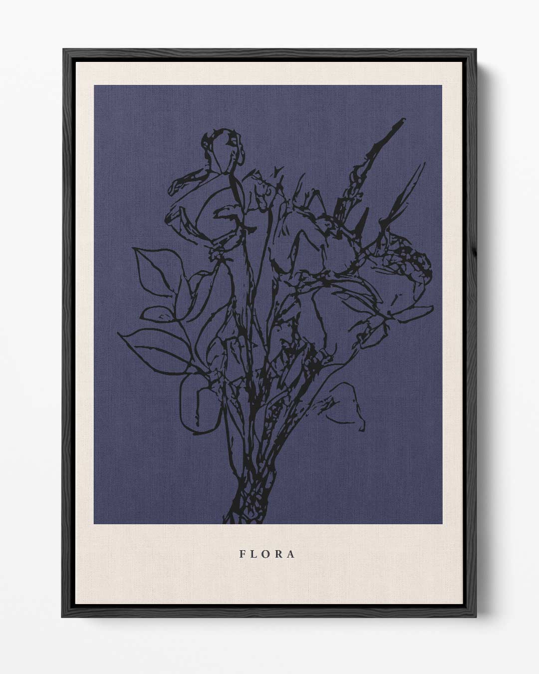 Flora in Donkerblauw Kunstwerk-canvas-dibond-plexiglas-wanddecoratie-WallArtistic