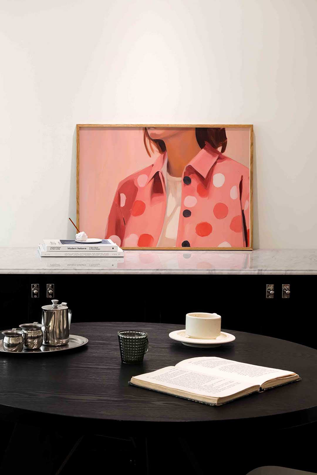 Roze jas met stippen Poster