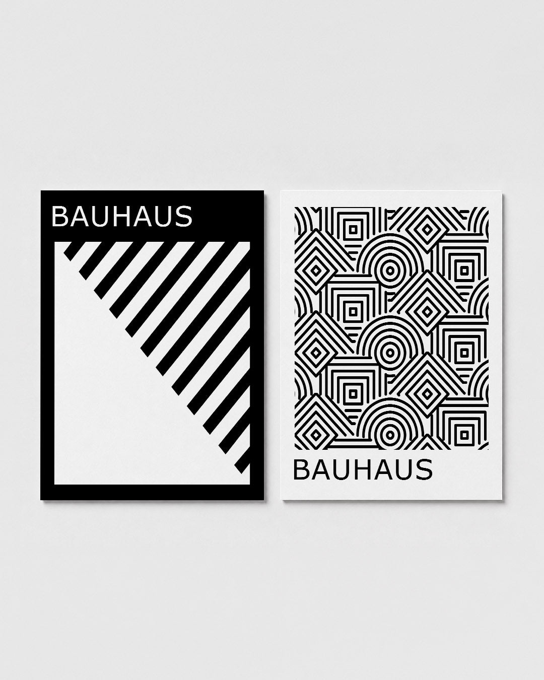 Zwart wit lijnenspel Posterset