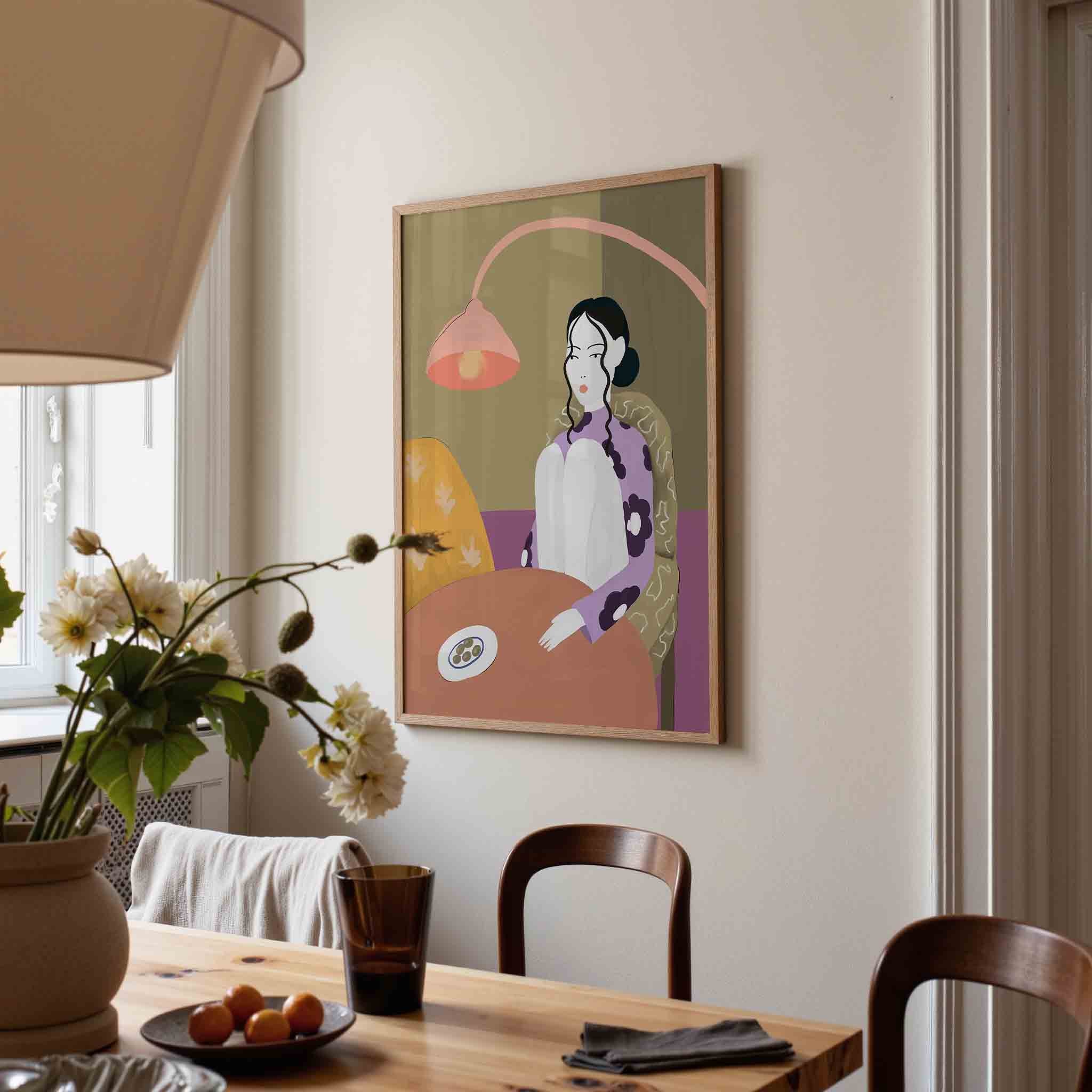 Vrouw met lamp Poster
