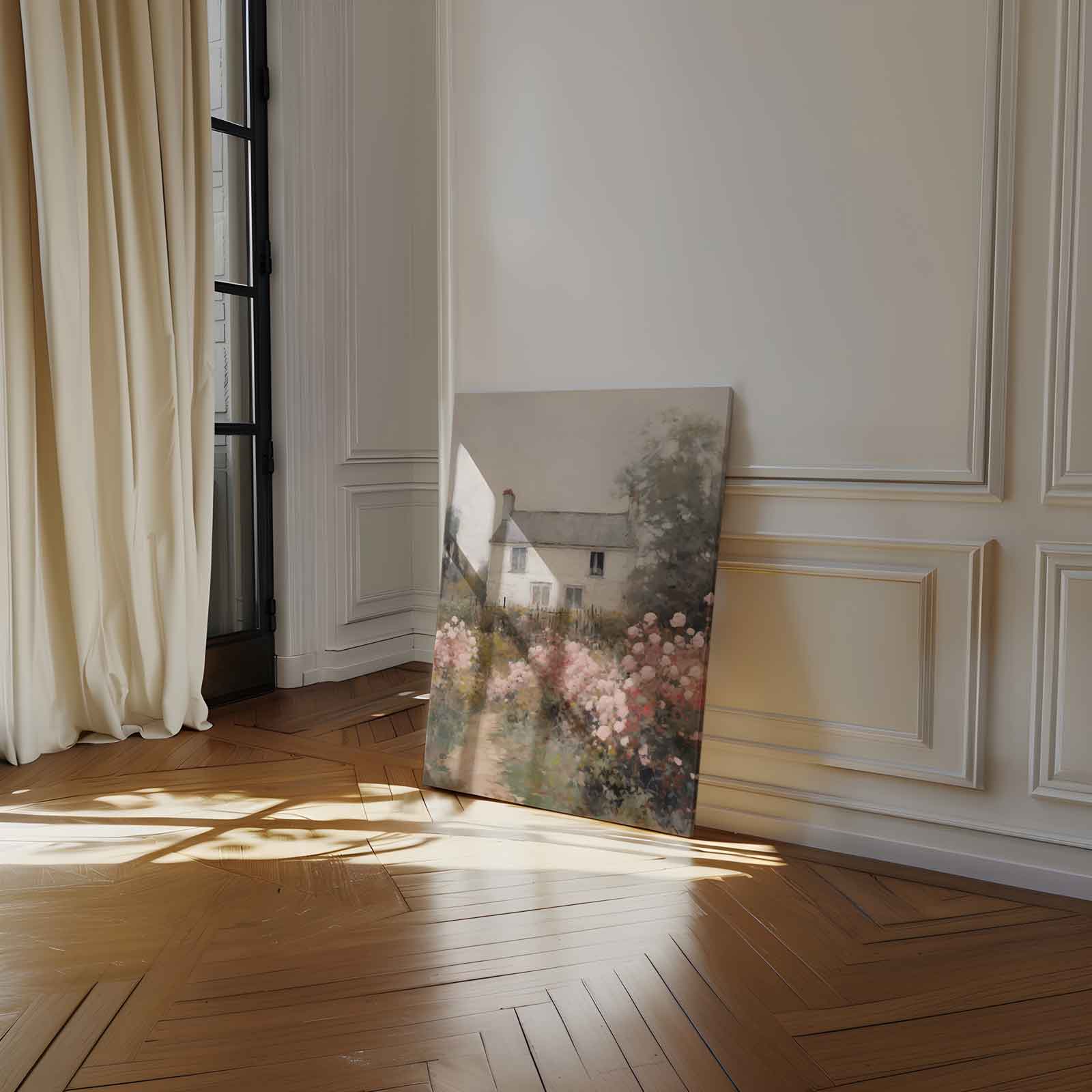 Romantisch Landhuis met Rozentuin Kunstwerk-canvas-dibond-plexiglas-wanddecoratie-WallArtistic