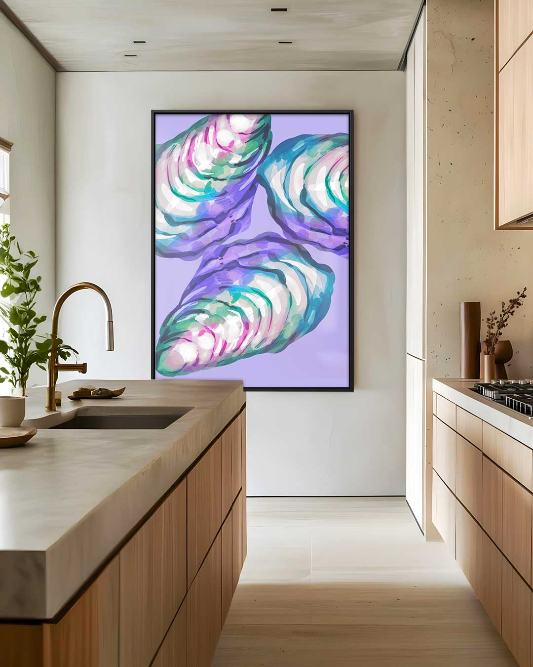 Kleurrijke Abstracte Oesters Kunstwerk-canvas-dibond-plexiglas-wanddecoratie-WallArtistic