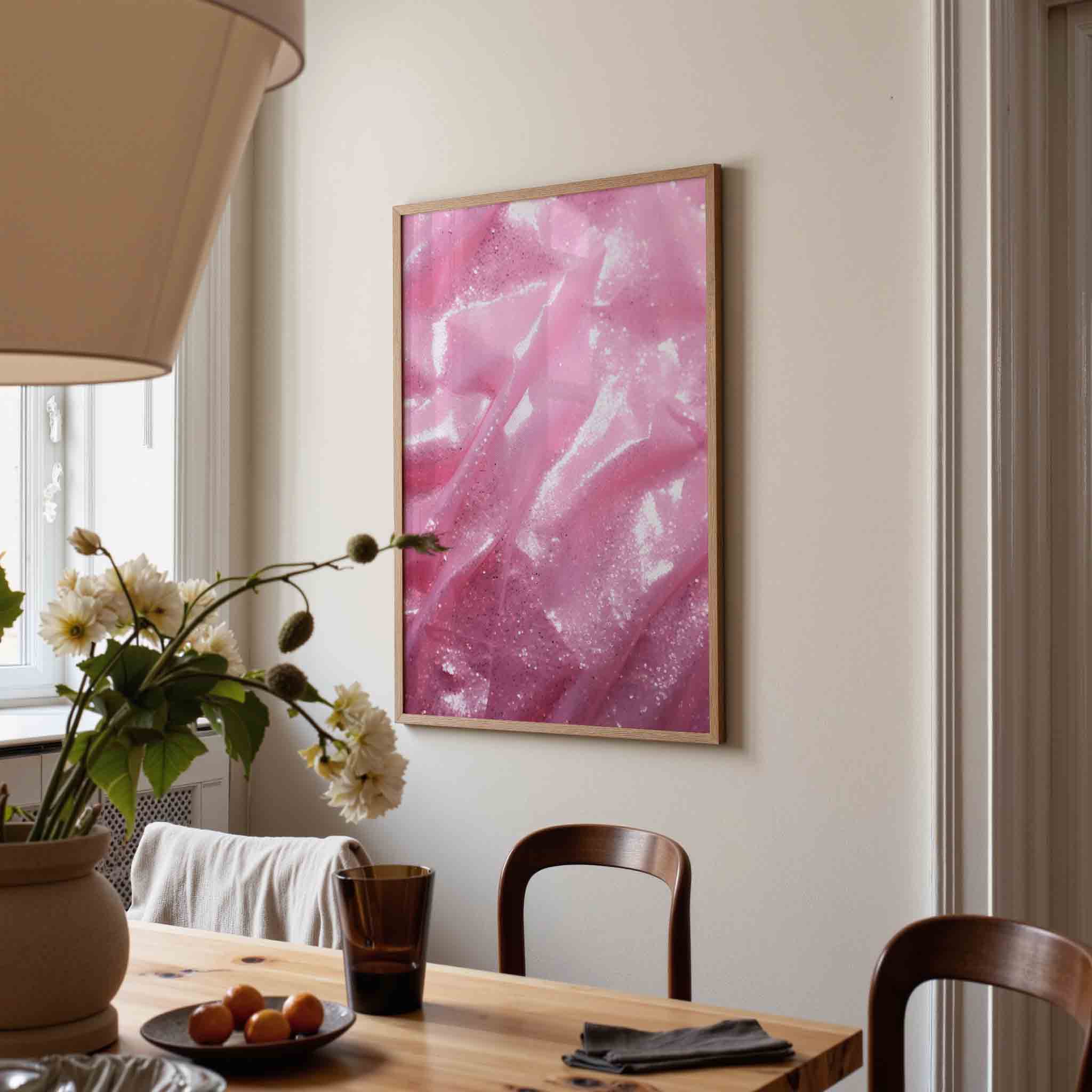 Glanzende roze stof Poster