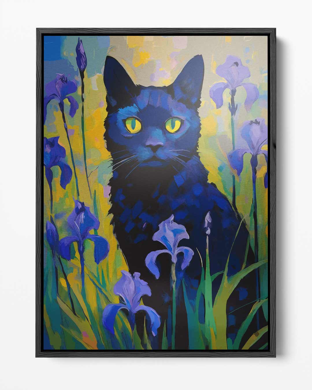 Kat Tussen de Irissen Kunstwerk-canvas-dibond-plexiglas-wanddecoratie-WallArtistic