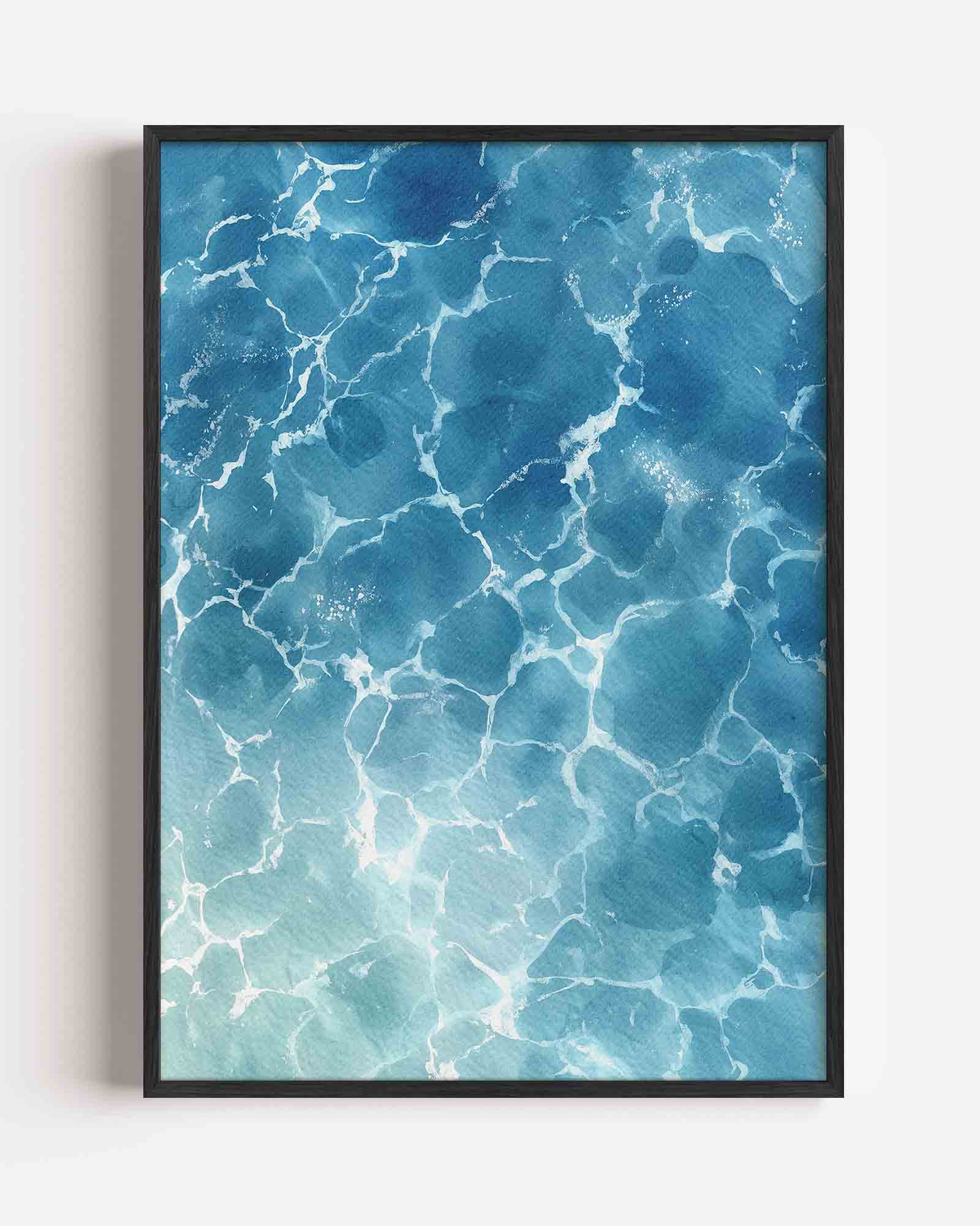 Blauwe waterstructuur Poster