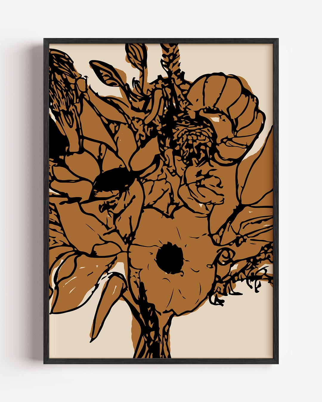 Bloemen in Bruin Poster-WallArtistic
