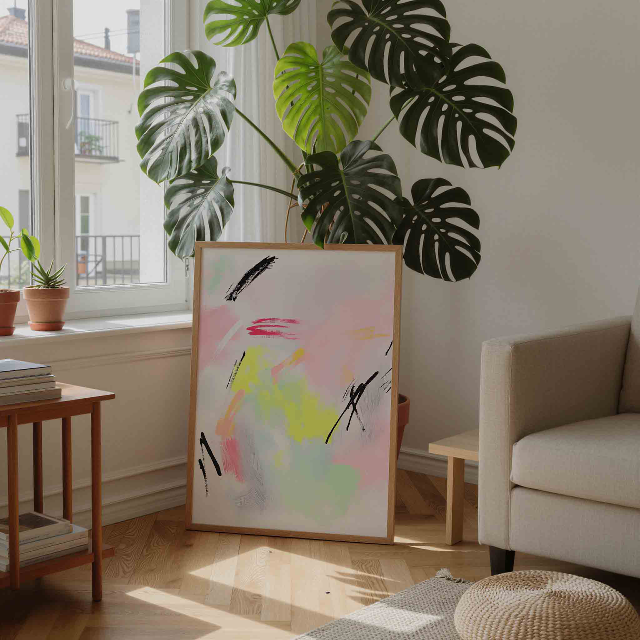 Abstracte penseelstreken Poster