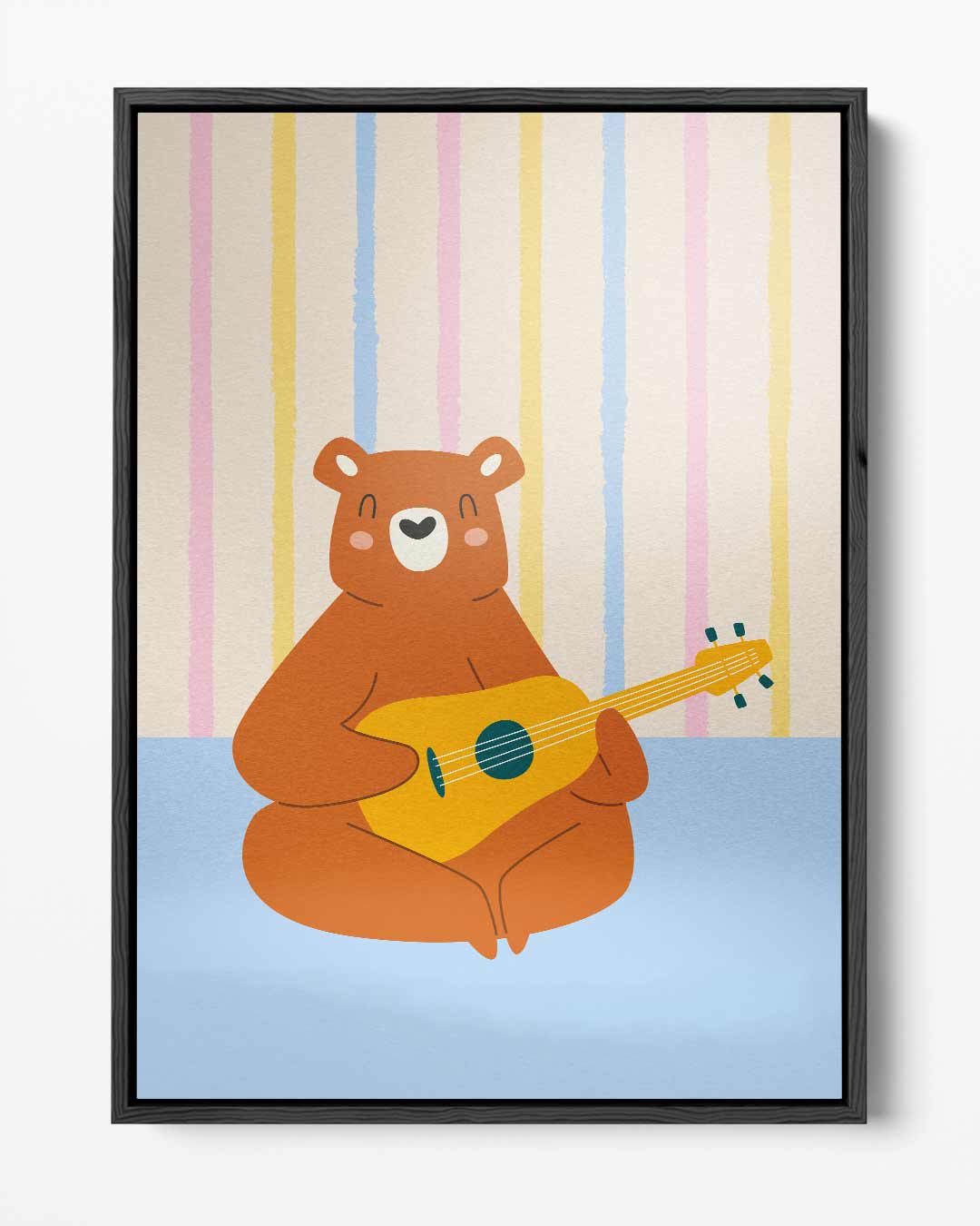 Muzikale Beer Met Gitaar Kunstwerk-canvas-dibond-plexiglas-wanddecoratie-WallArtistic