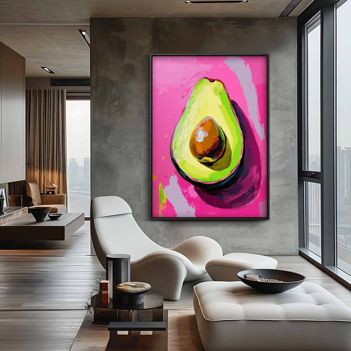 Avocado Pop Art Kunstwerk-canvas-dibond-plexiglas-wanddecoratie-WallArtistic