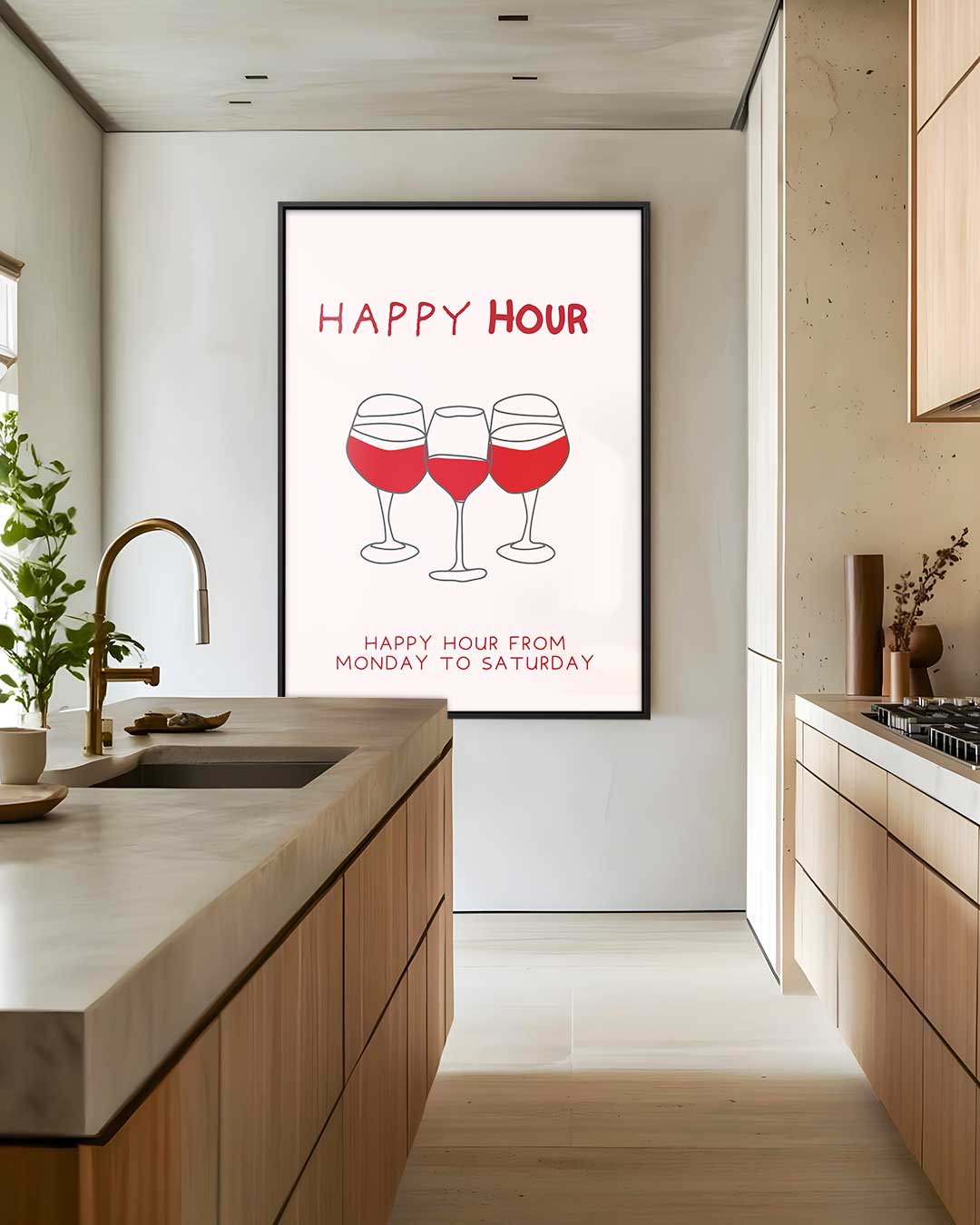 Happy Hour Illustratie Kunstwerk-canvas-dibond-plexiglas-wanddecoratie-WallArtistic