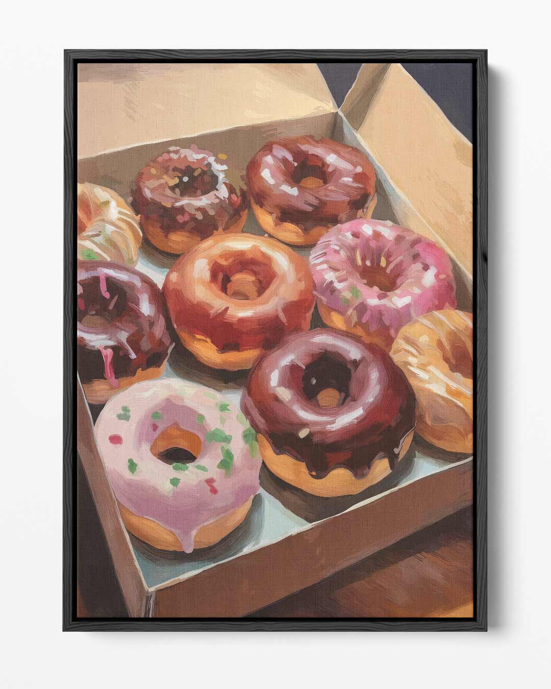 Kleurrijke Donutbox Kunstwerk-canvas-dibond-plexiglas-wanddecoratie-WallArtistic
