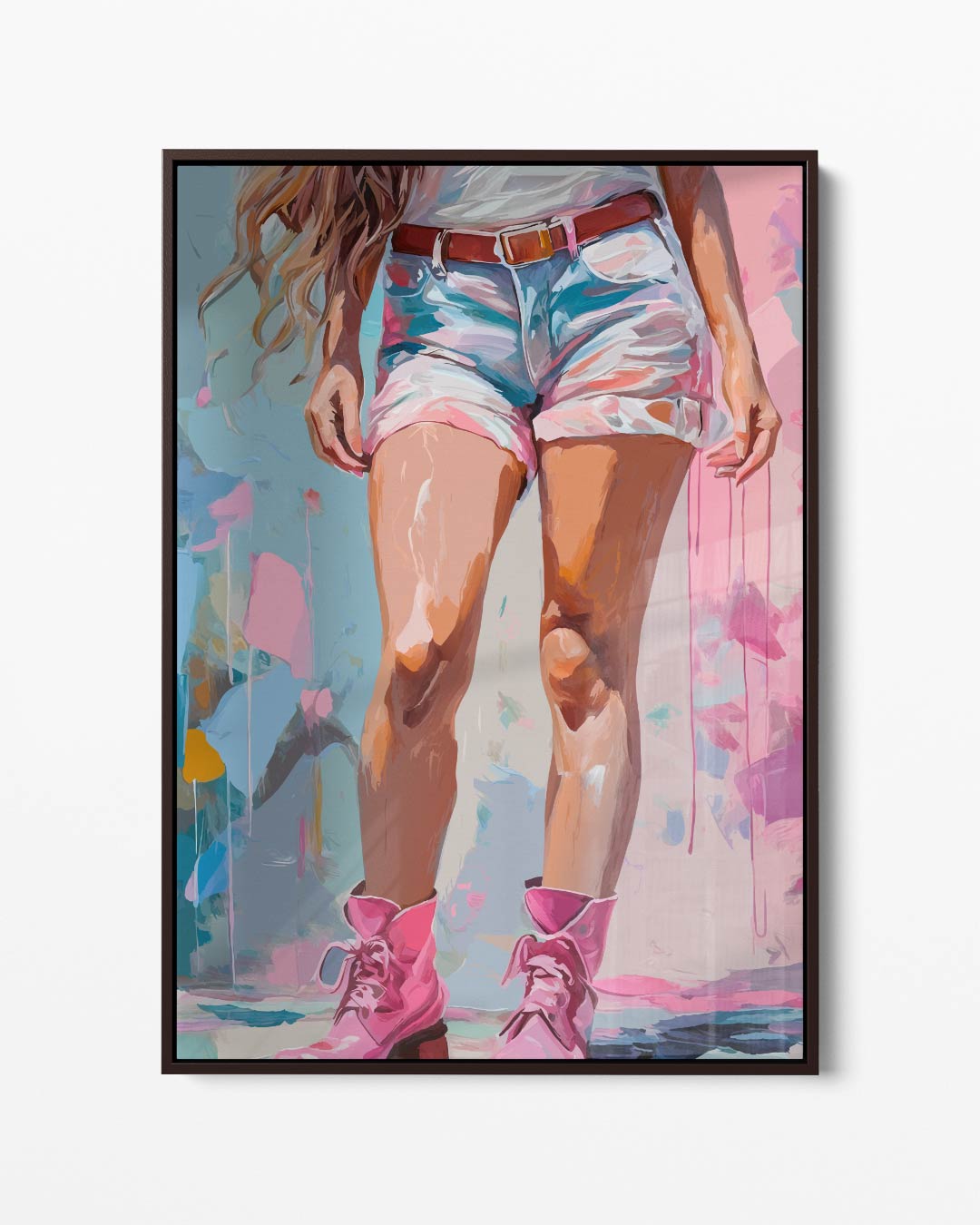 Vrouw in Roze Laarzen Kunstwerk-canvas-dibond-plexiglas-wanddecoratie-WallArtistic