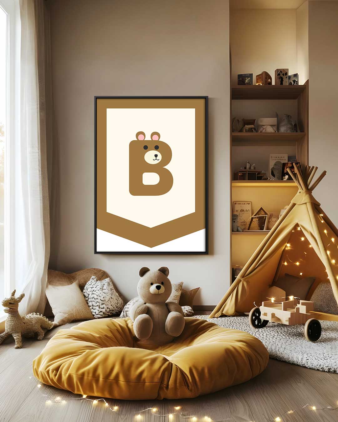 Schattige Berenletter Banner Kunstwerk-canvas-dibond-plexiglas-wanddecoratie-WallArtistic