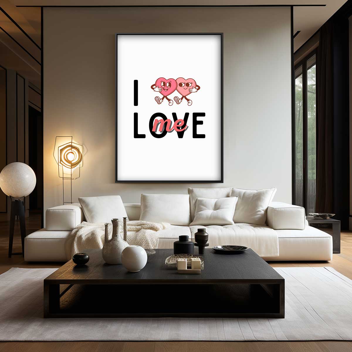 Liefdevolle Hartjes Illustratie Kunstwerk-canvas-dibond-plexiglas-wanddecoratie-WallArtistic