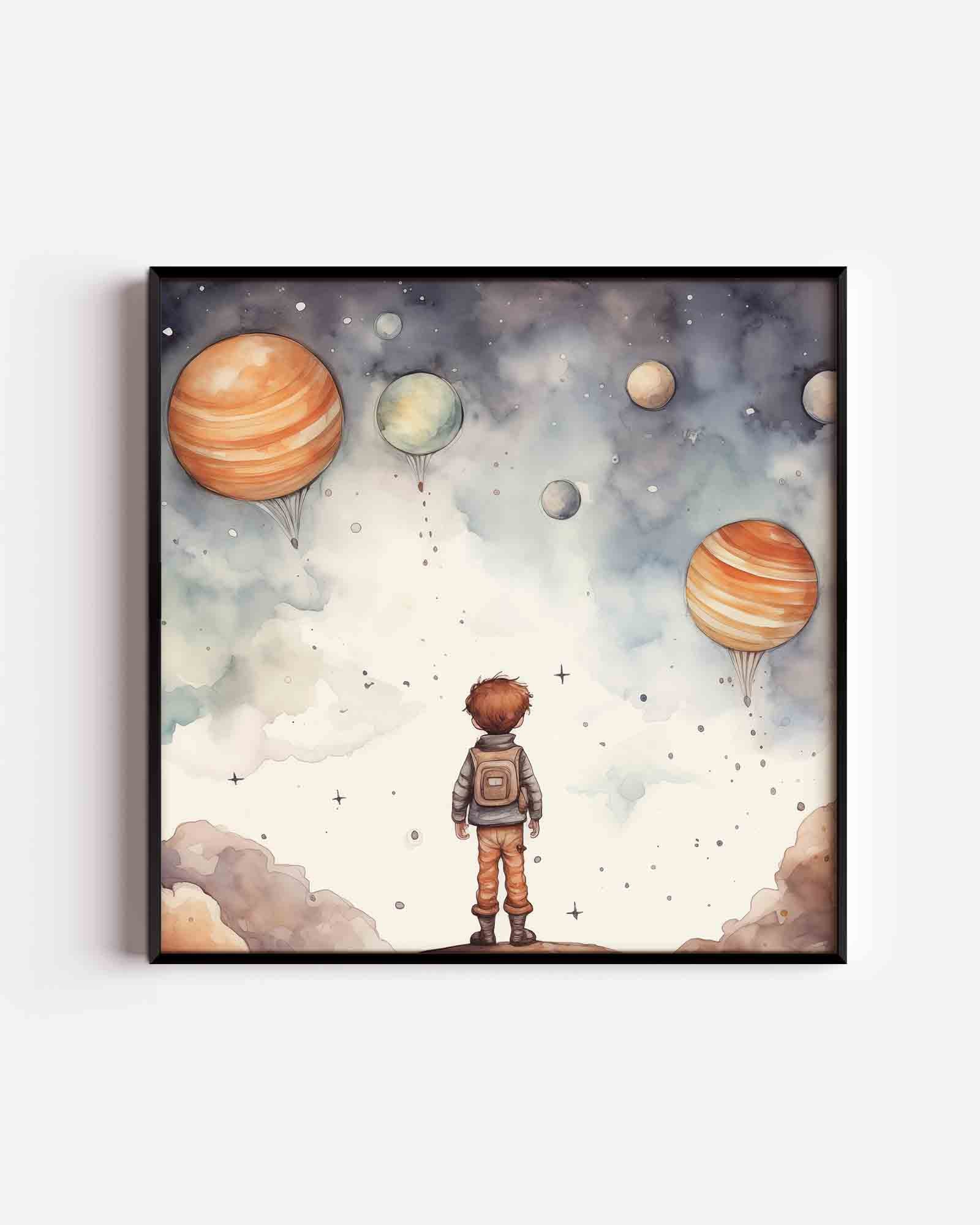 Jongen met planeten Poster