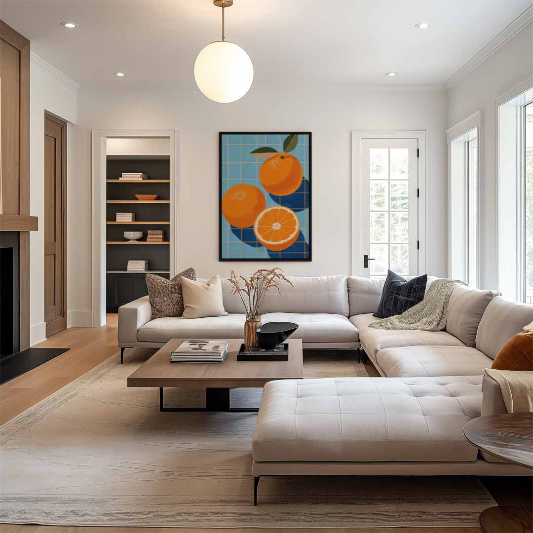 Zomerfrisse Sinaasappels op Tegels Kunstwerk-canvas-dibond-plexiglas-wanddecoratie-WallArtistic