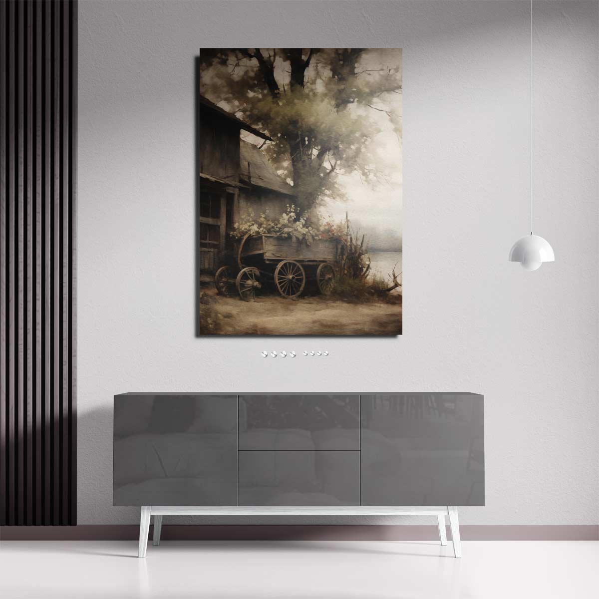 De Rustieke Bloemenkar Kunstwerk-canvas-dibond-plexiglas-wanddecoratie-WallArtistic