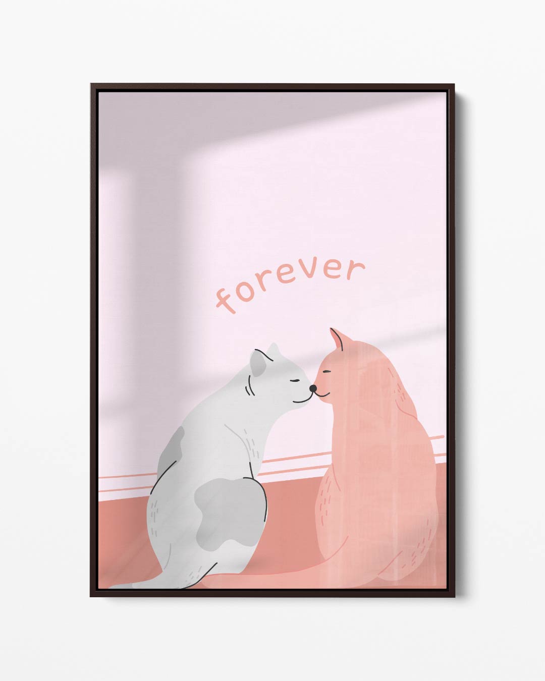 Liefdevolle Katten Illustratie Kunstwerk-canvas-dibond-plexiglas-wanddecoratie-WallArtistic