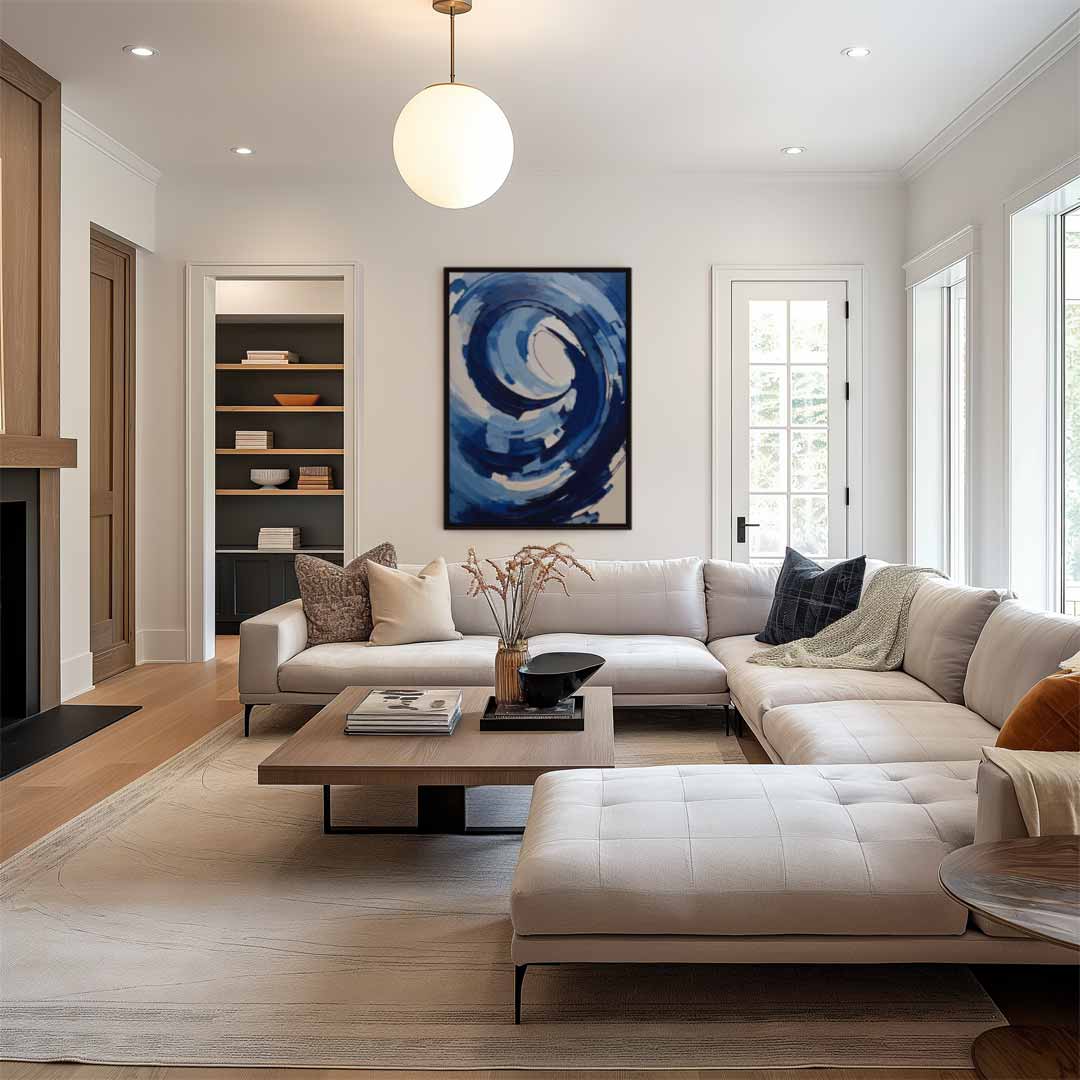 Blauwe Wirwar Kunstwerk-canvas-dibond-plexiglas-wanddecoratie-WallArtistic