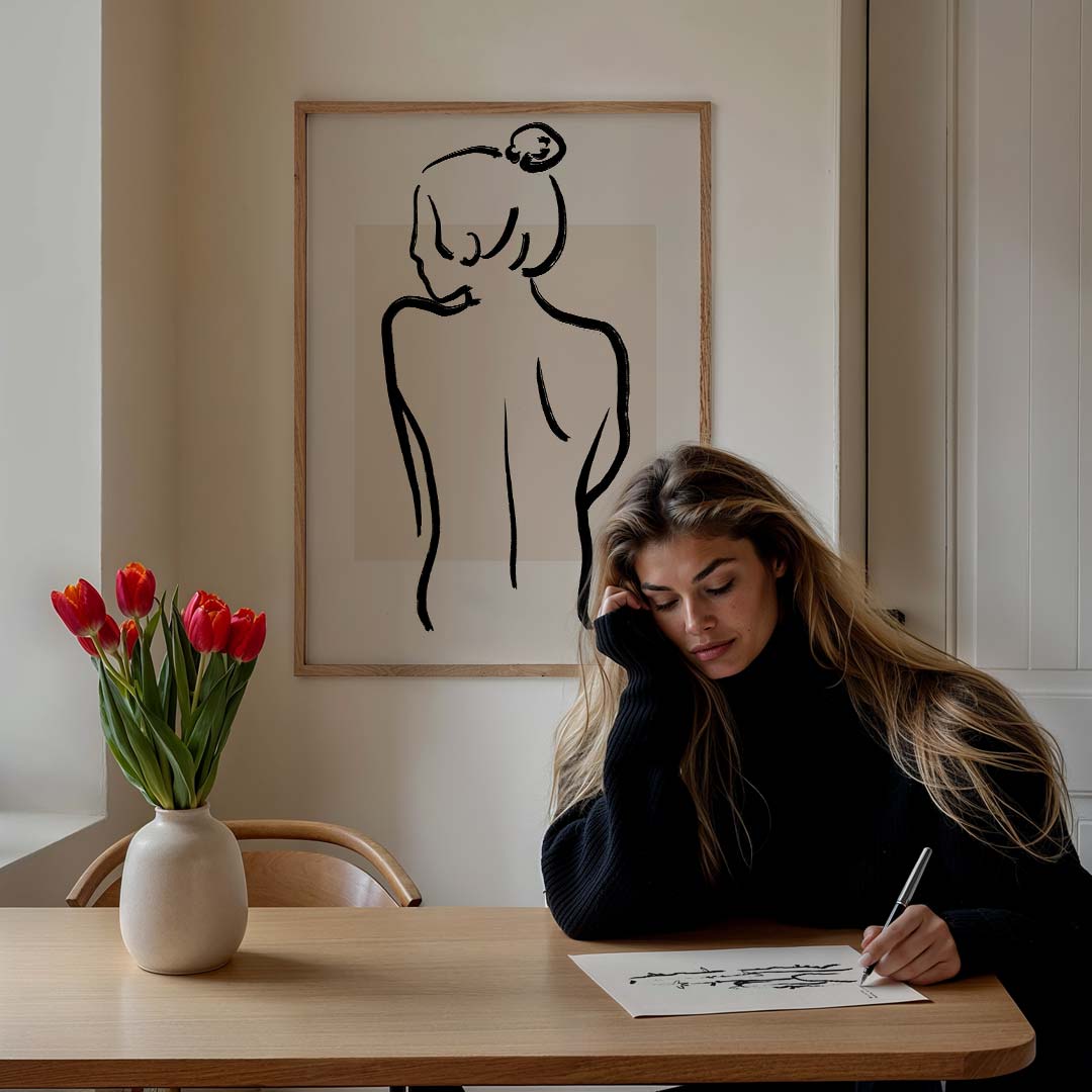 Minimalistisch Silhouet van een Vrouw Poster-WallArtistic