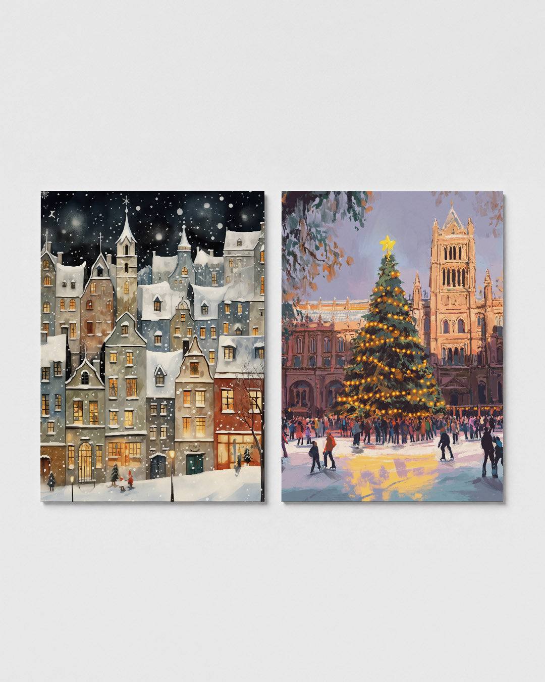 Sneeuwstad tafereel Posterset