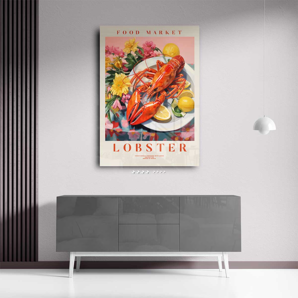 Kleurrijke Kreeft Still Life Kunstwerk-canvas-dibond-plexiglas-wanddecoratie-WallArtistic