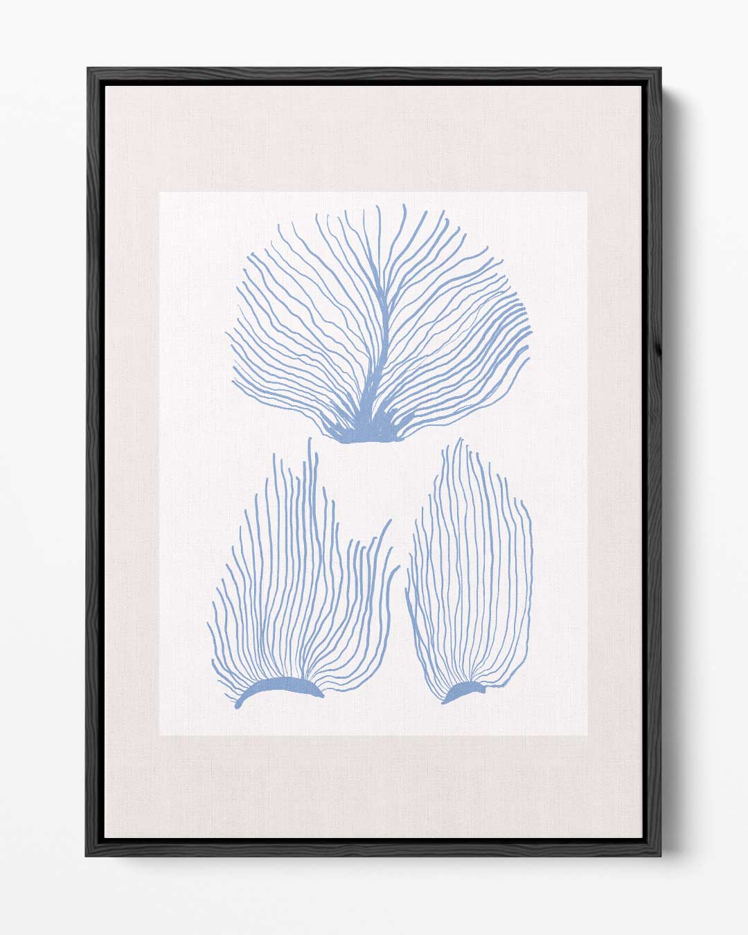Abstracte Blauwe Kooraalprint Kunstwerk-canvas-dibond-plexiglas-wanddecoratie-WallArtistic