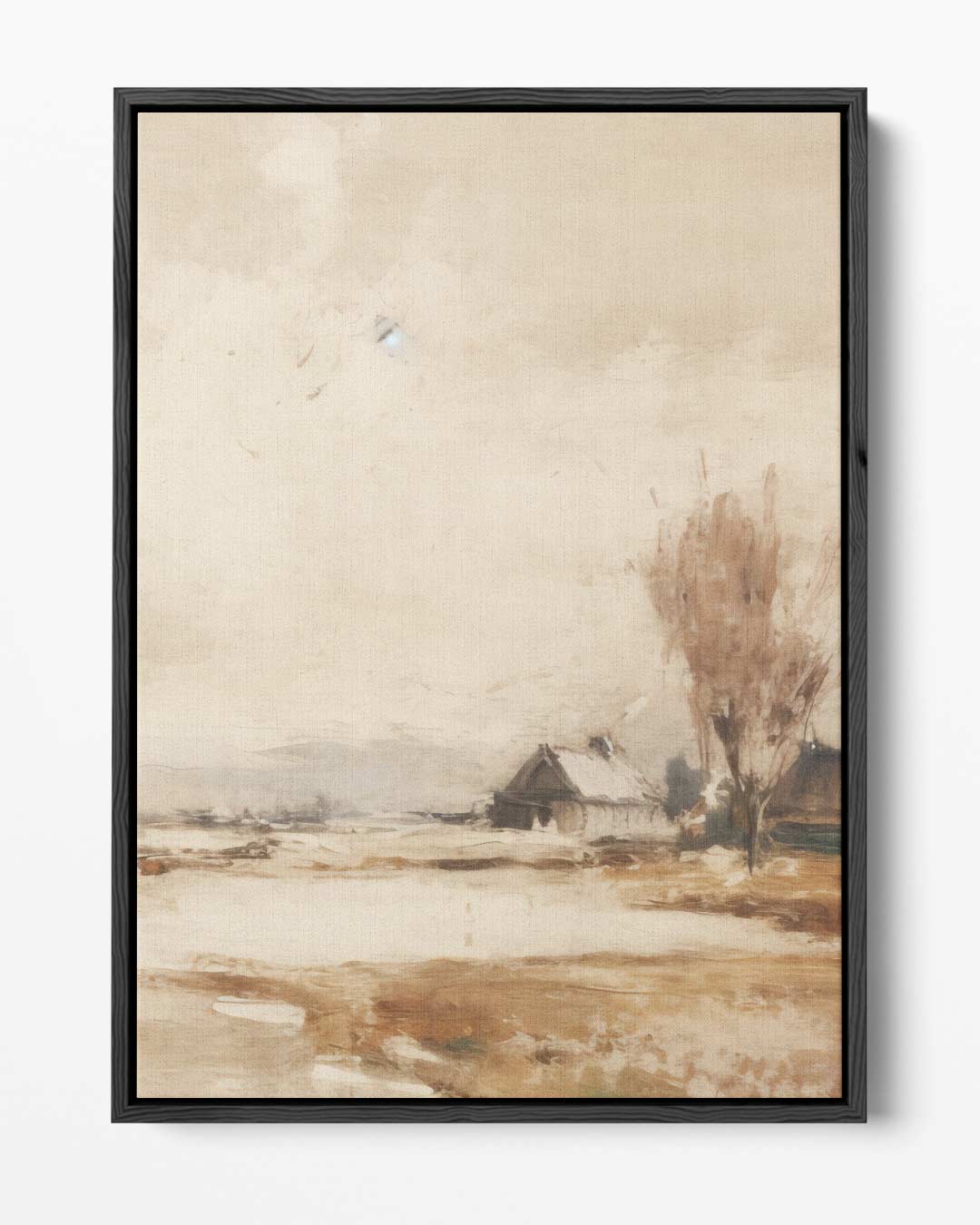 Winterlandschap met Boerderij Kunstwerk-canvas-dibond-plexiglas-wanddecoratie-WallArtistic