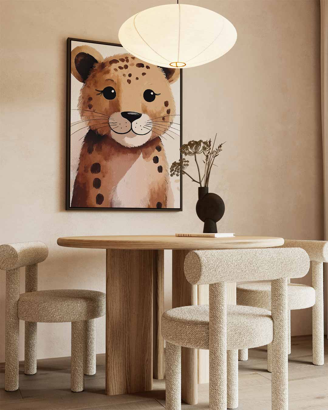Schattige Luipaard Illustratie Kunstwerk-canvas-dibond-plexiglas-wanddecoratie-WallArtistic
