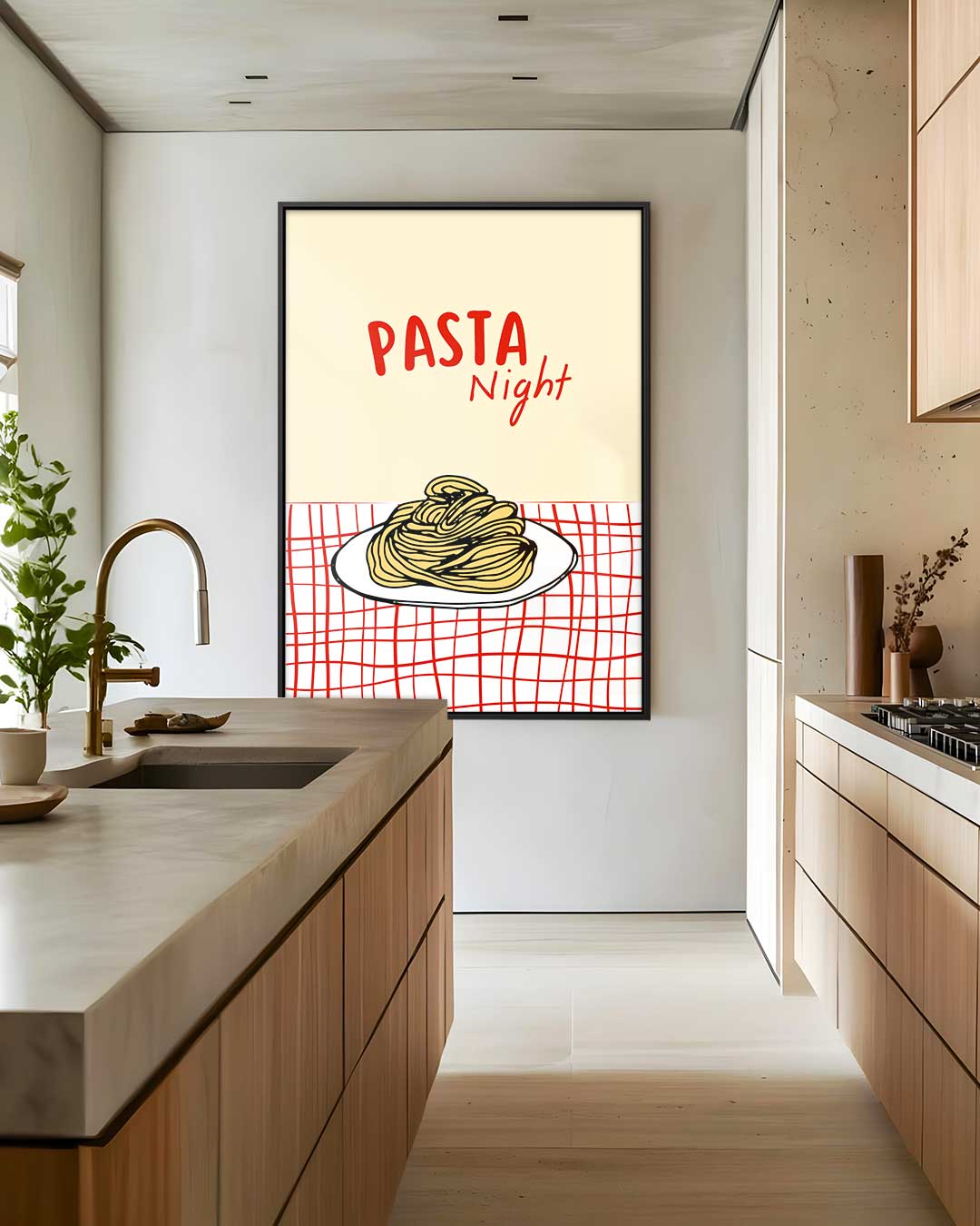 Pasta Night Poster Kunstwerk-canvas-dibond-plexiglas-wanddecoratie-WallArtistic