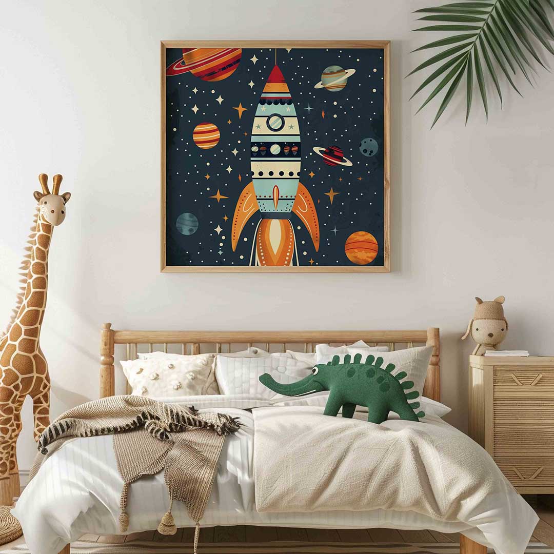 Ruimteraket en planeten Poster