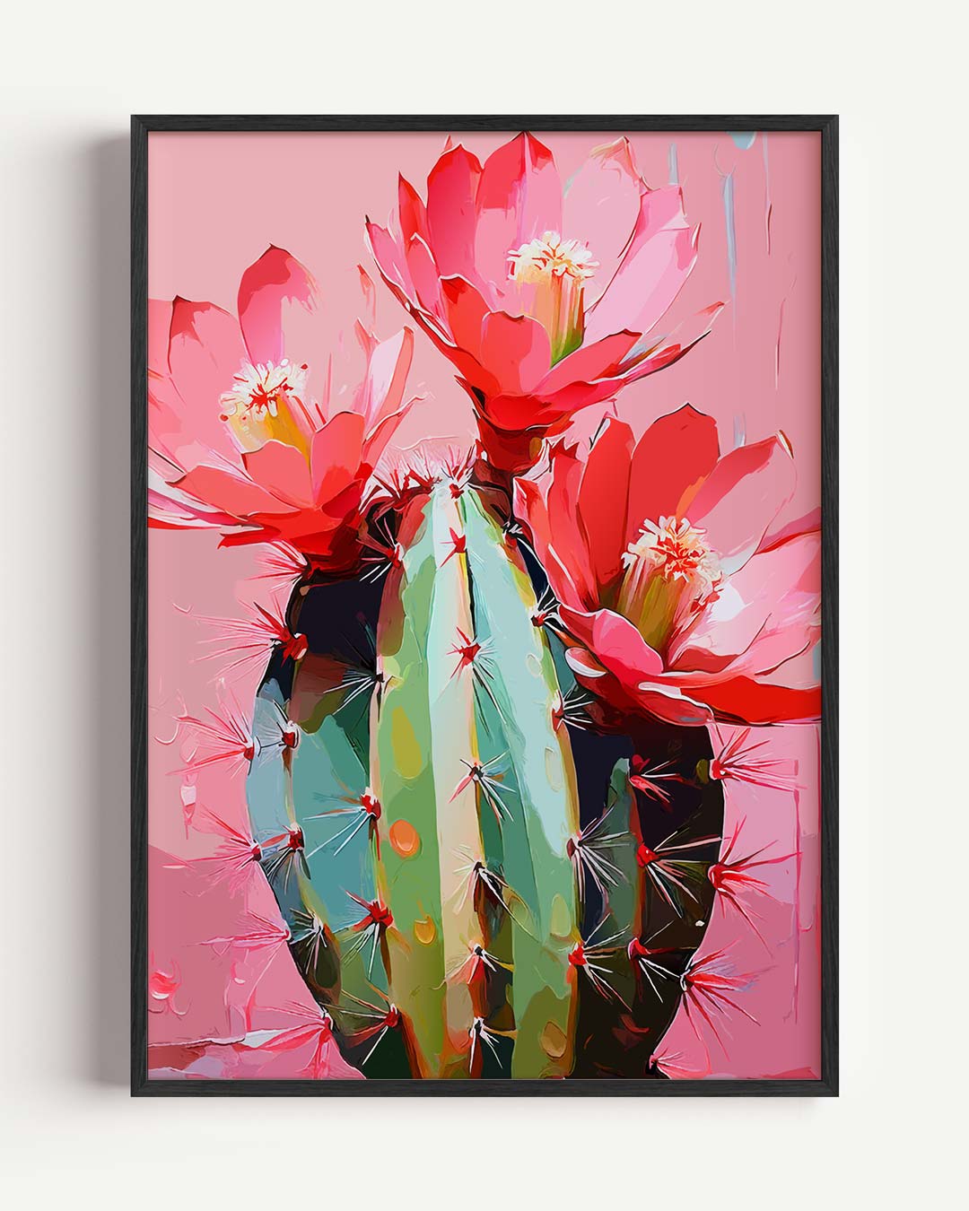 Bloeiende Cactus Kunstposter