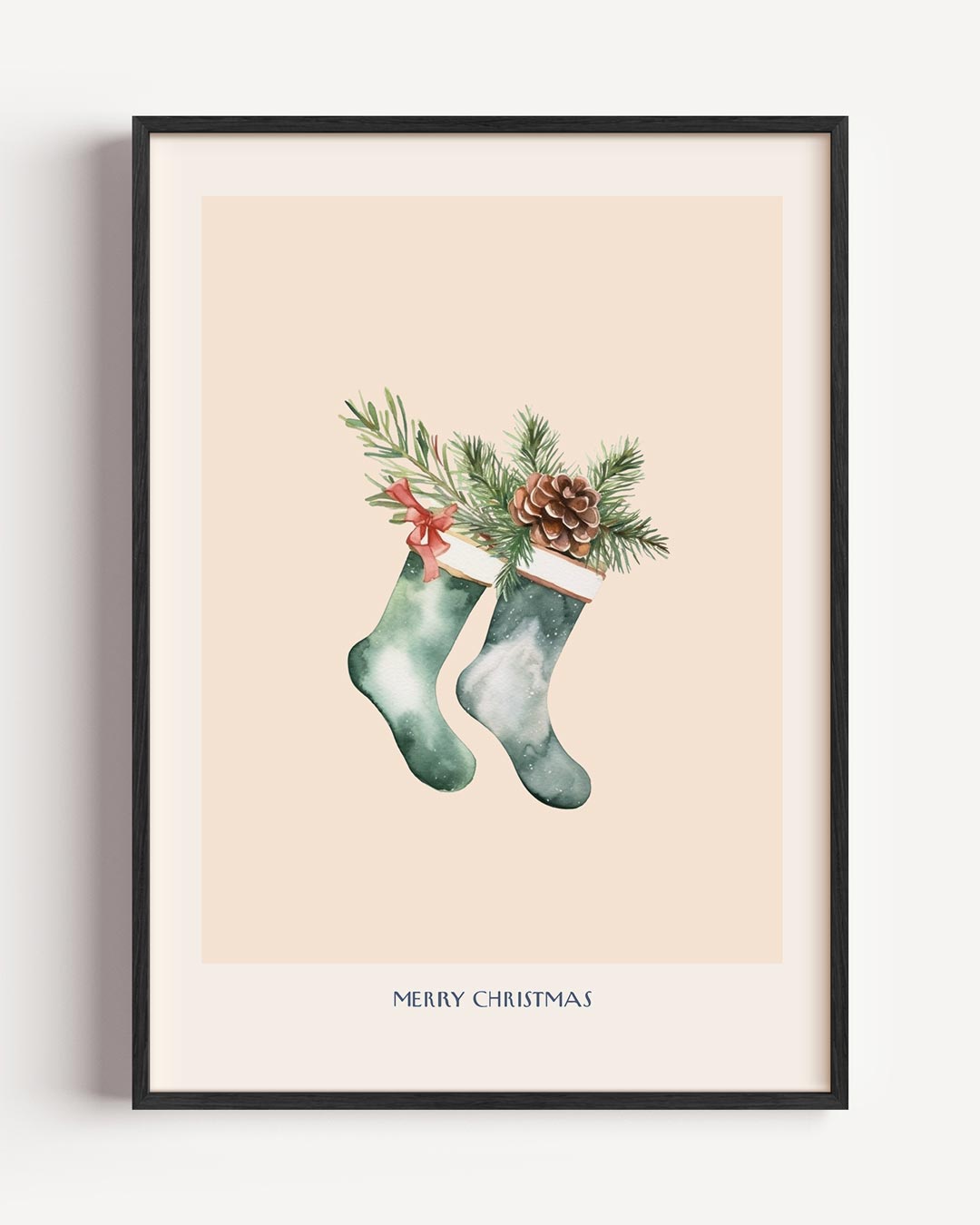 Kerstsok Waterverf Poster-WallArtistic