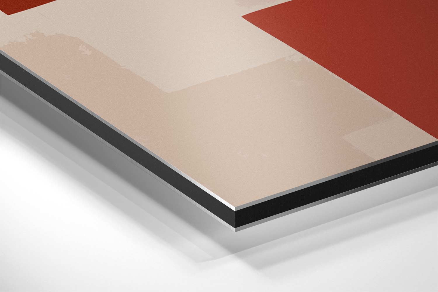Abstracte Rood-Beige Compositie Kunstwerk-canvas-dibond-plexiglas-wanddecoratie-WallArtistic