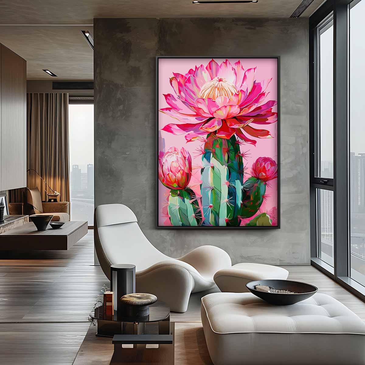 Cactus Bloemkleurenpracht Kunstwerk-canvas-dibond-plexiglas-wanddecoratie-WallArtistic