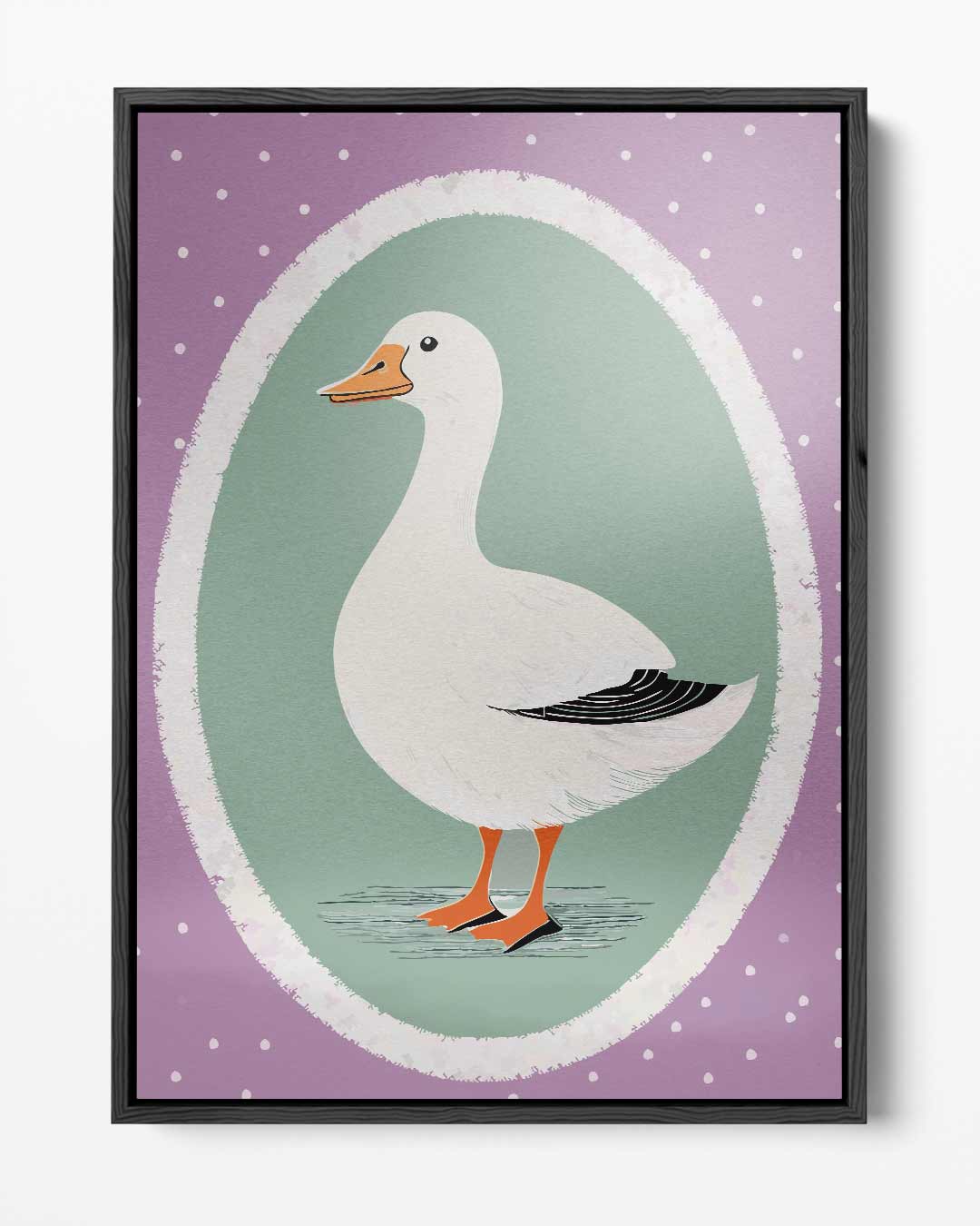Schattige Eendenschilderij op Paars Kunstwerk-canvas-dibond-plexiglas-wanddecoratie-WallArtistic