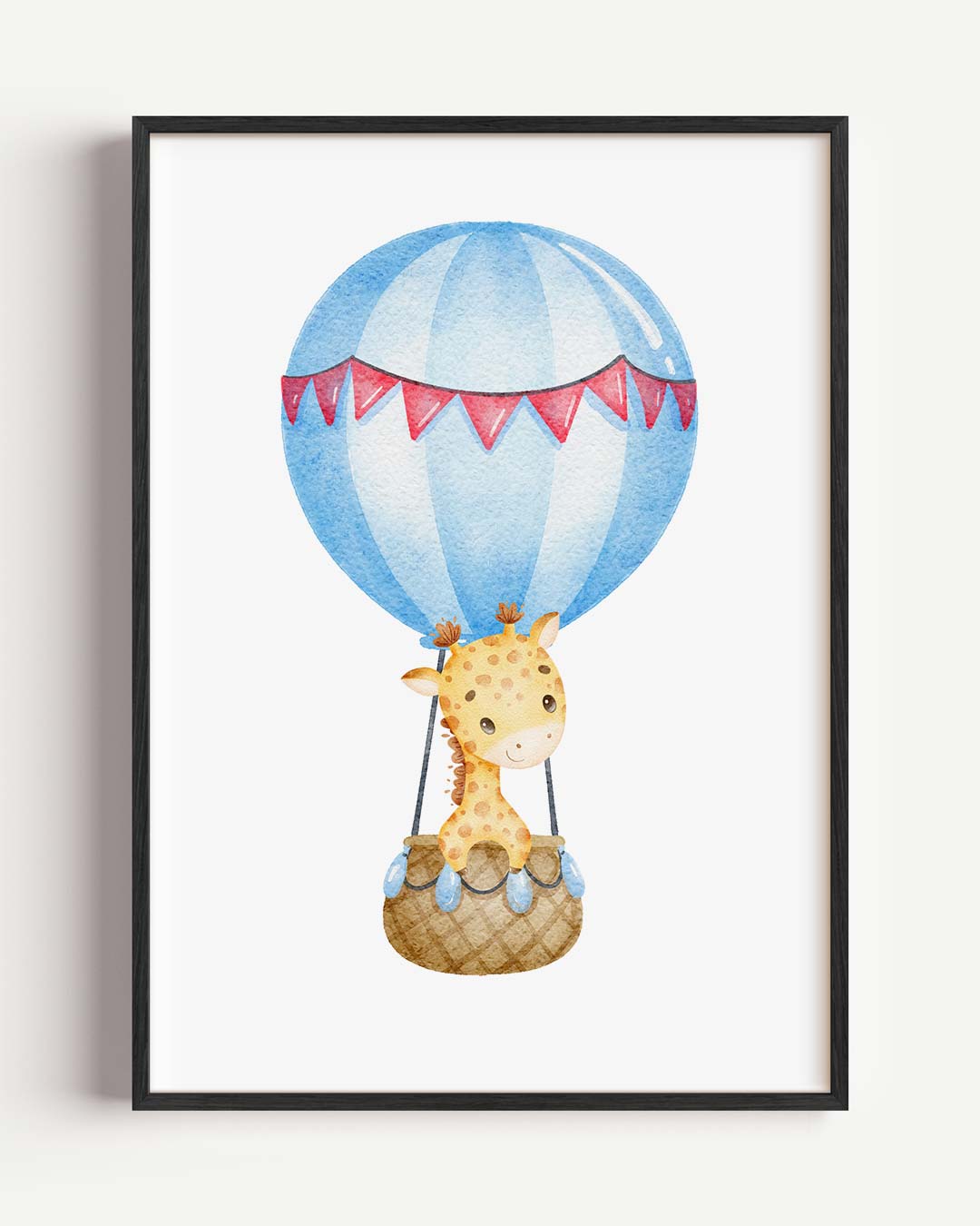 Schattige Giraffe in Luchtballon Poster