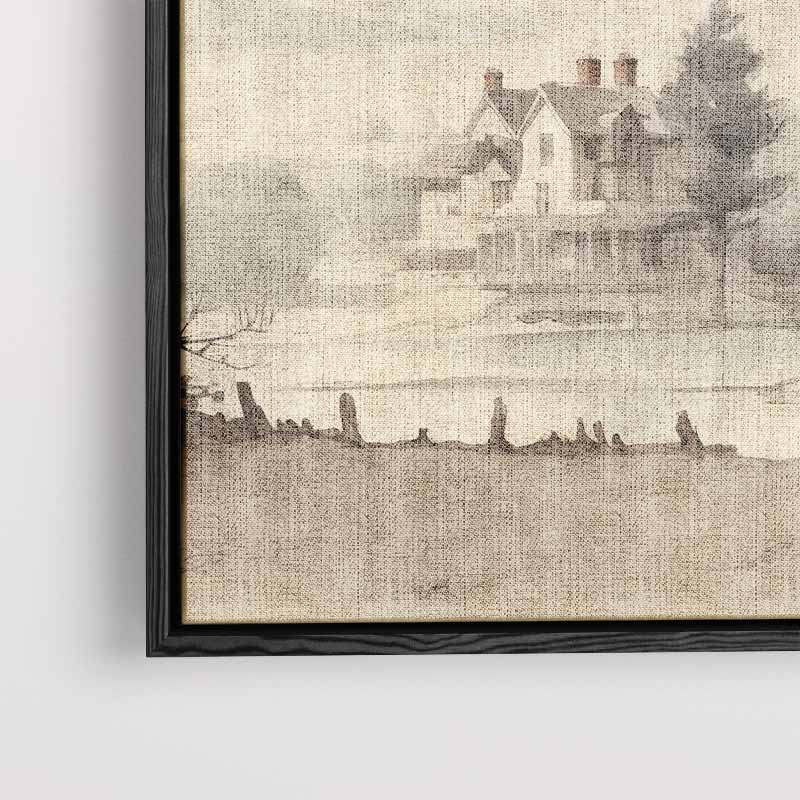Rustiek Landschap met Landhuis Kunstwerk-canvas-dibond-plexiglas-wanddecoratie-WallArtistic