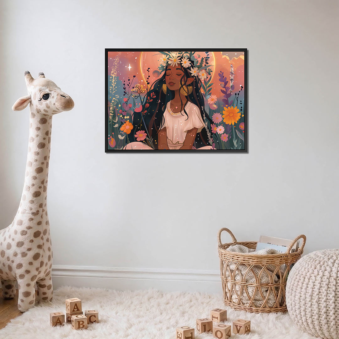 Dromerige bloemenmeisje Kunstwerk