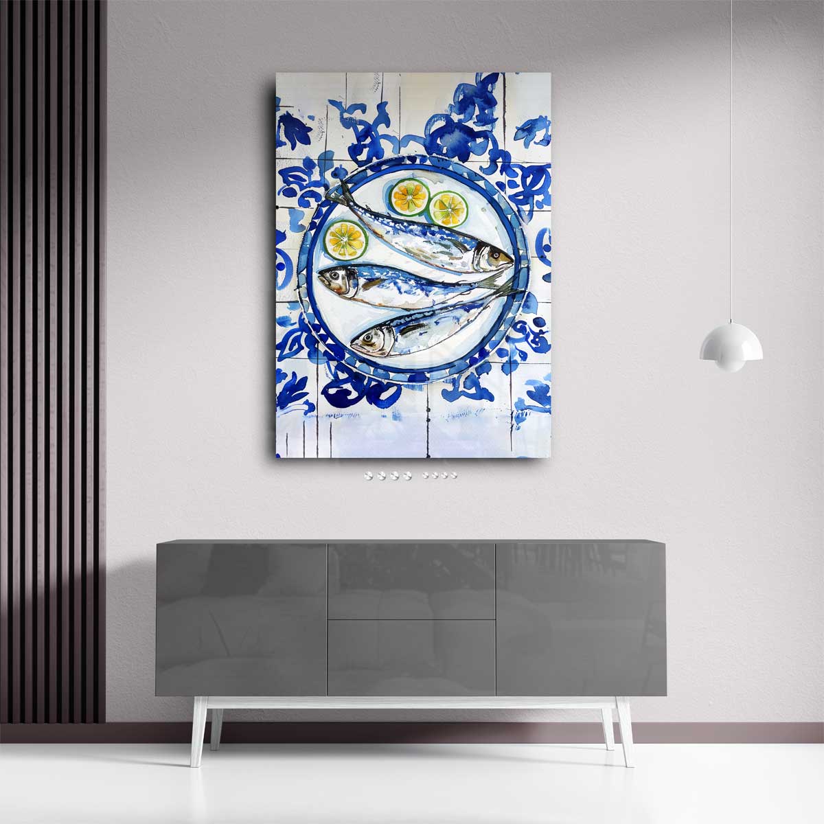 Vissersdromen in Blauw Kunstwerk-canvas-dibond-plexiglas-wanddecoratie-WallArtistic