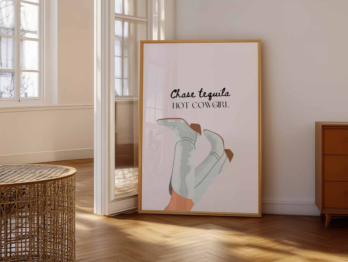 Tequila Chase Cowboy Boots Poster