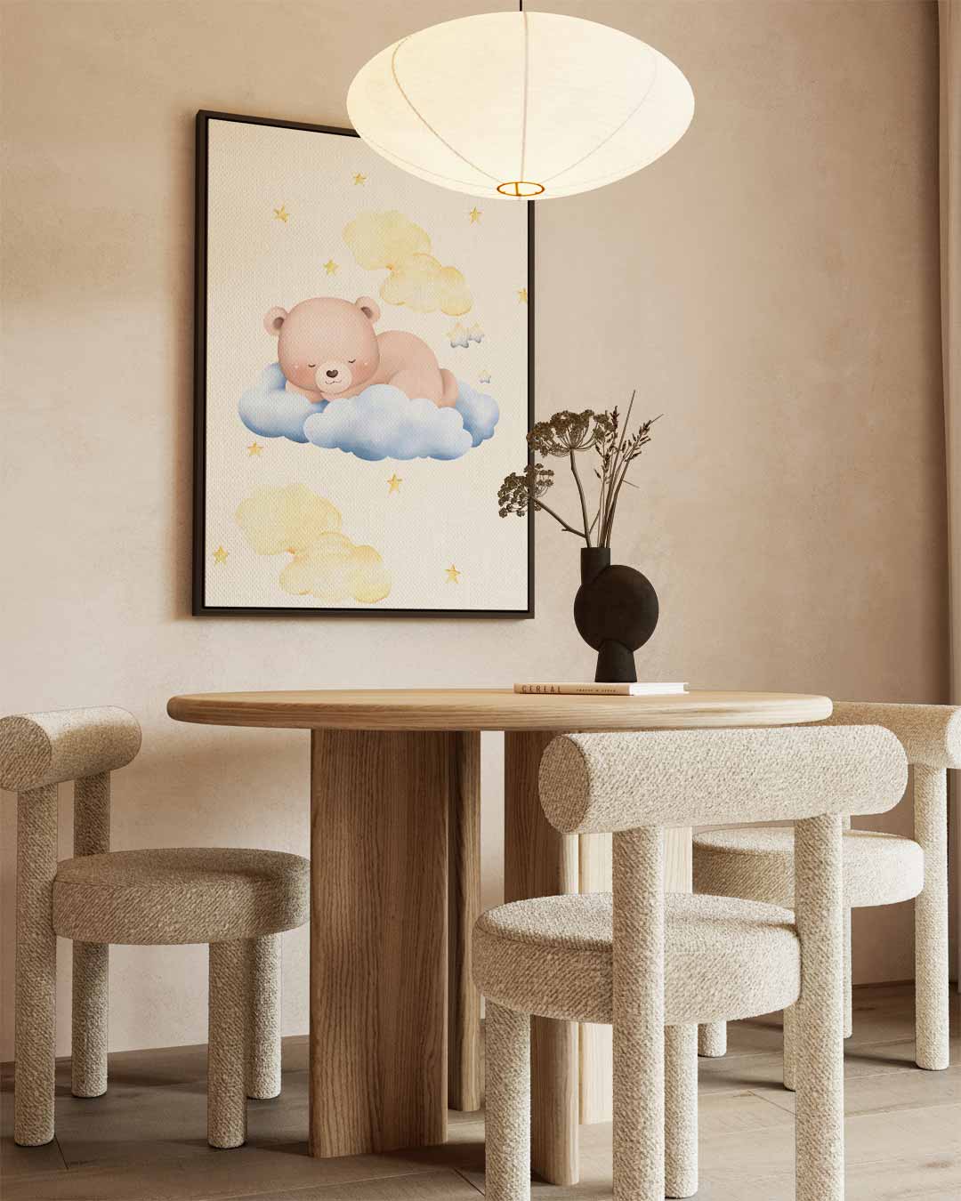 Dromerige Beer op Wolkjes Kunstwerk-canvas-dibond-plexiglas-wanddecoratie-WallArtistic