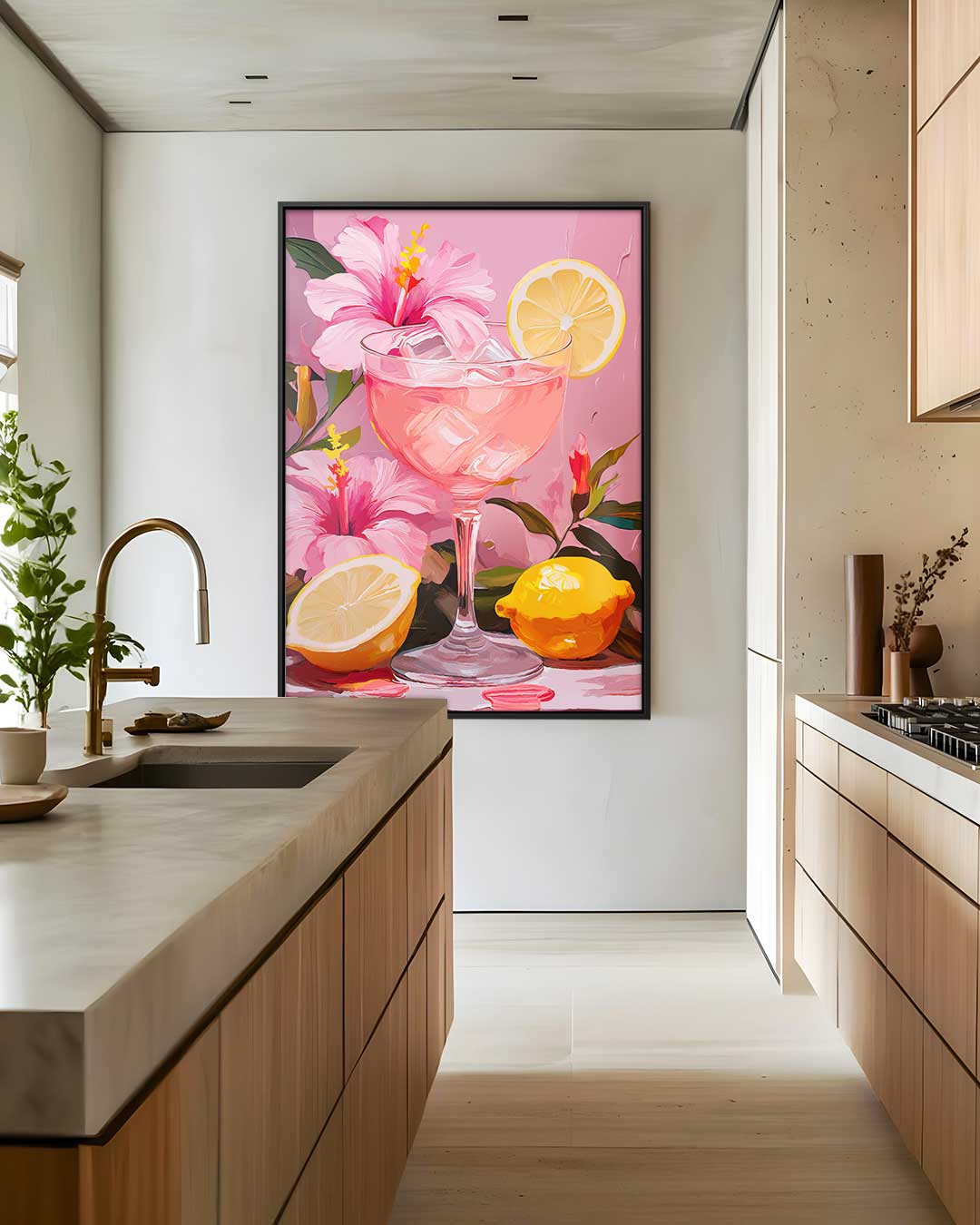 Zomerse Cocktail met Hibiscus en Citroen Kunstwerk-canvas-dibond-plexiglas-wanddecoratie-WallArtistic