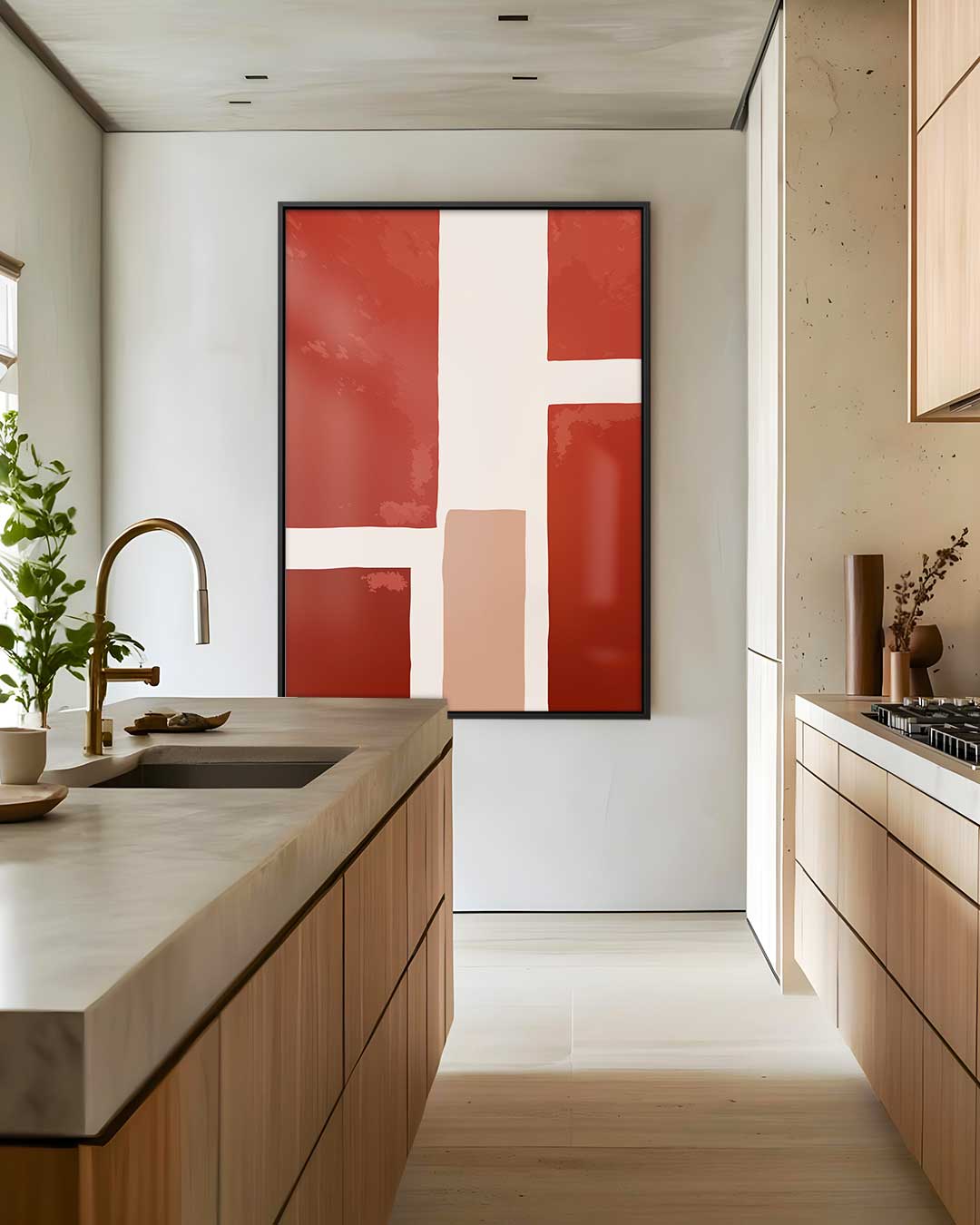 Warm Abstract Grid Kunstwerk-canvas-dibond-plexiglas-wanddecoratie-WallArtistic