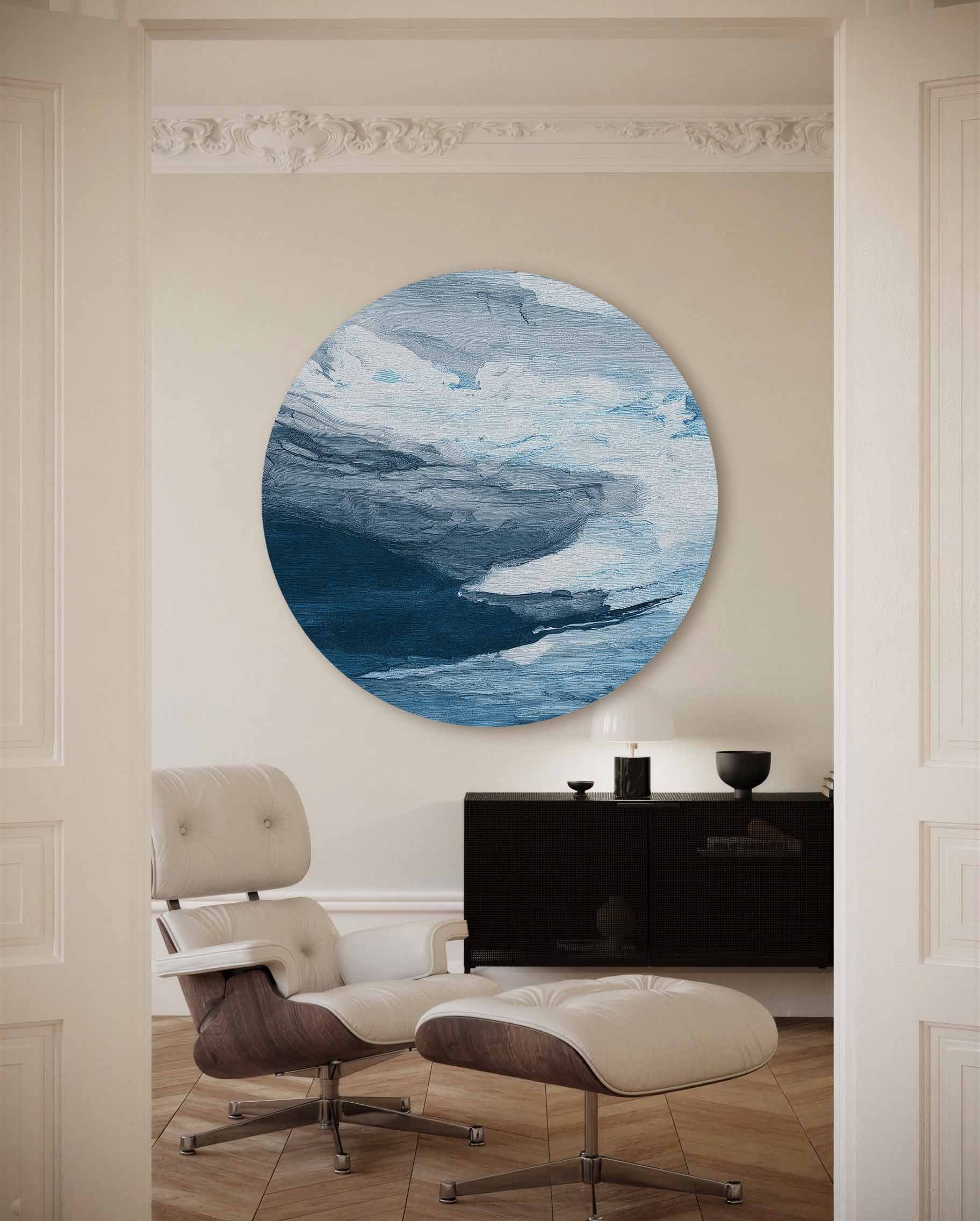 Blauwe lucht en wolken Muurcirkel