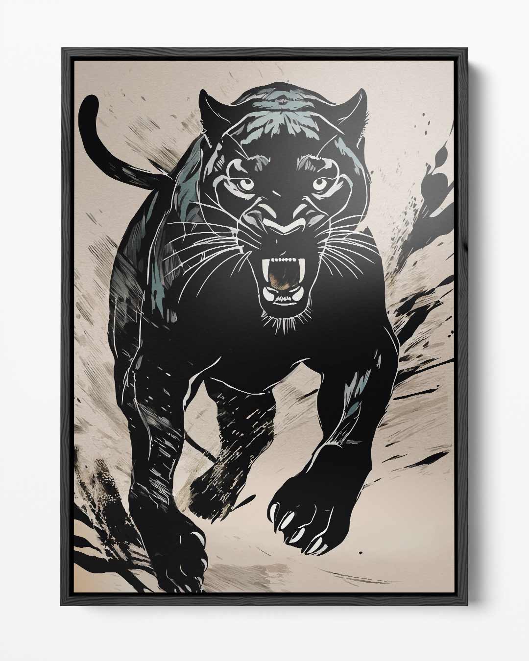 Wilde Zwarte Panter Kunstwerk Kunstwerk-canvas-dibond-plexiglas-wanddecoratie-WallArtistic