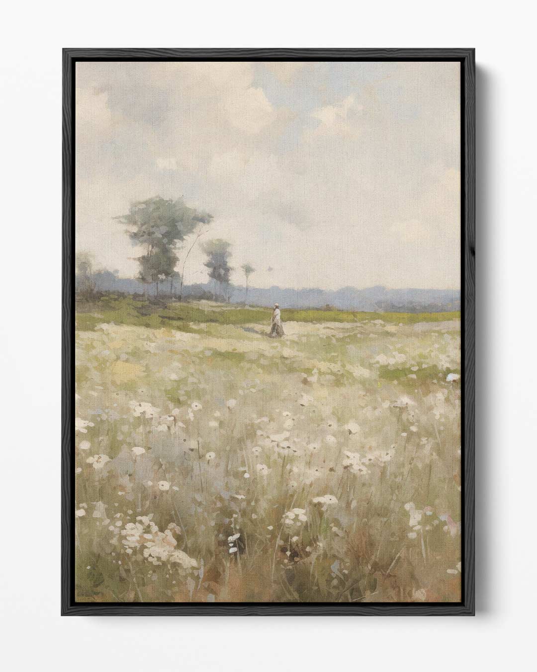 Lenteveld onder een Lucht van Wolken Kunstwerk-canvas-dibond-plexiglas-wanddecoratie-WallArtistic