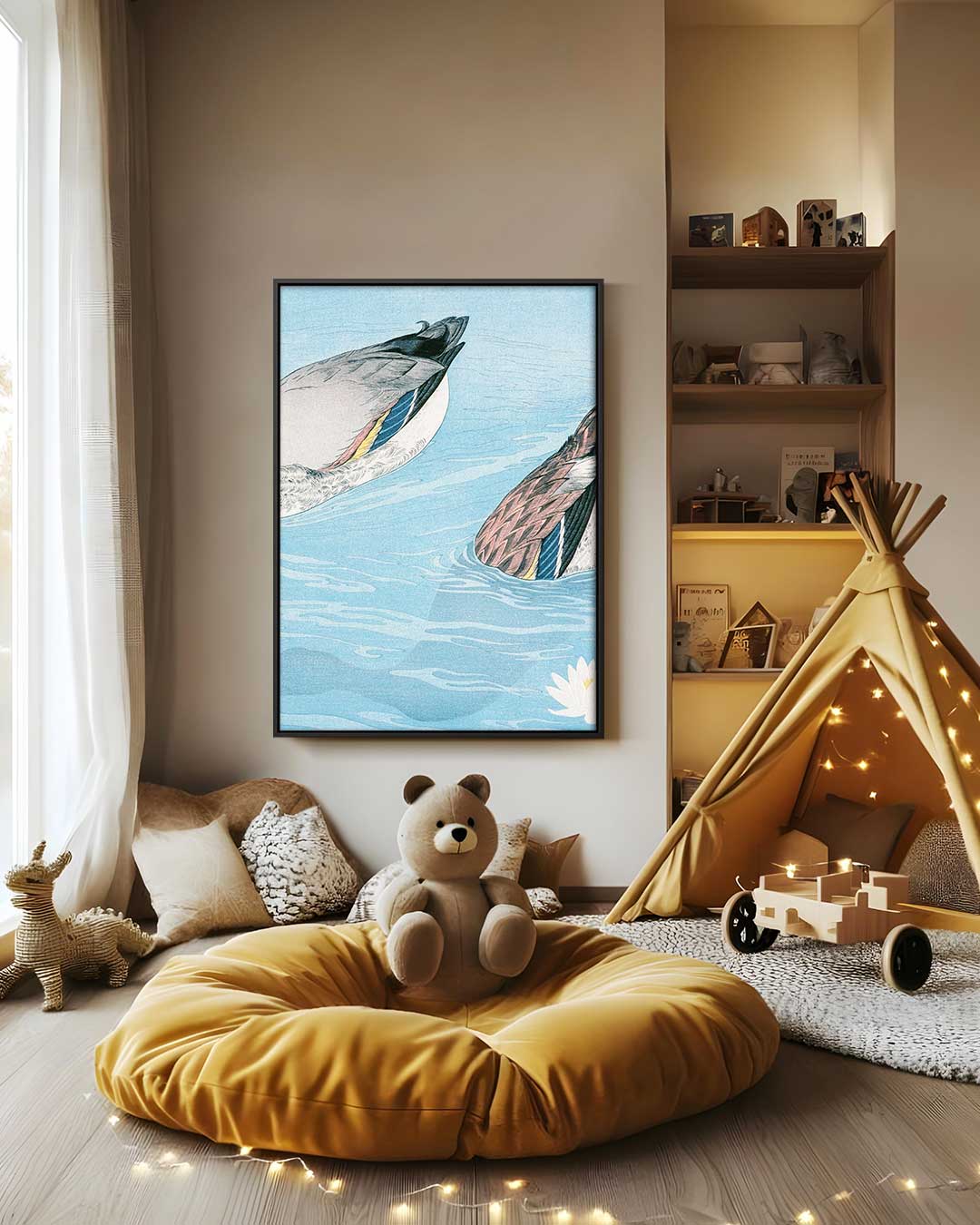 Eenden in de Vijver Kunstwerk-canvas-dibond-plexiglas-wanddecoratie-WallArtistic