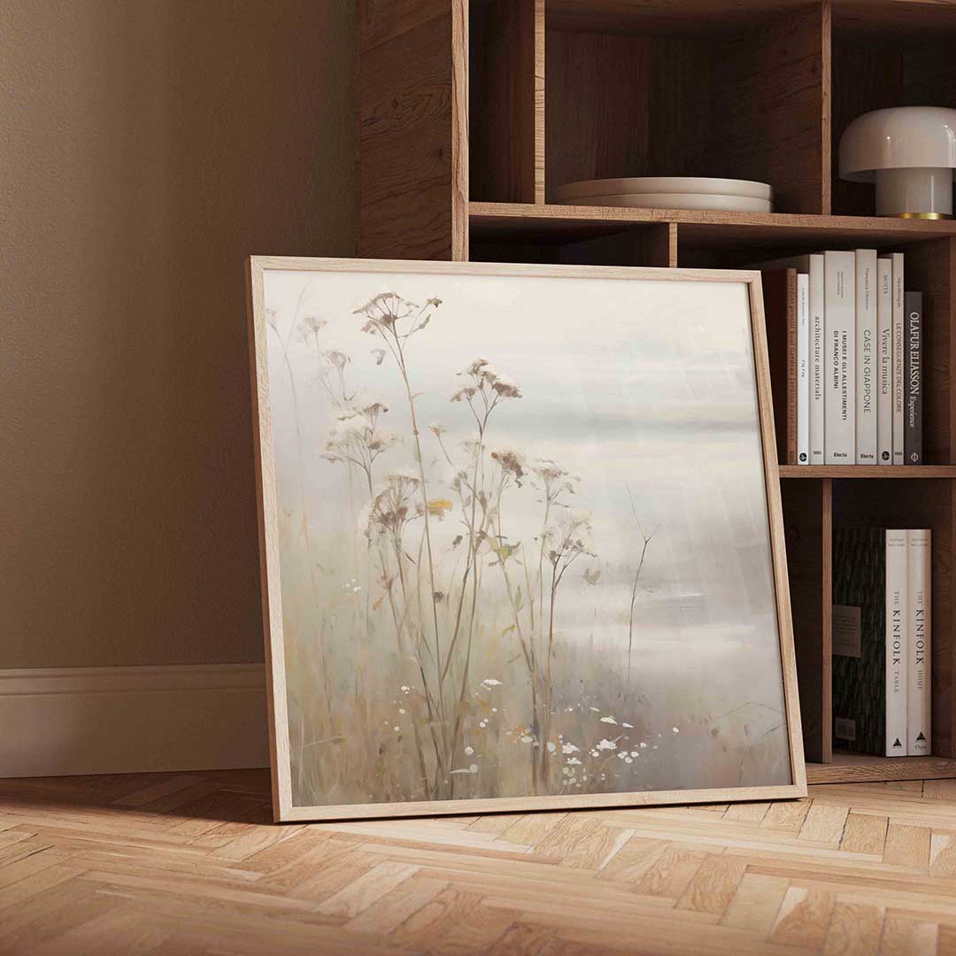 Wilde bloemen in mist Poster