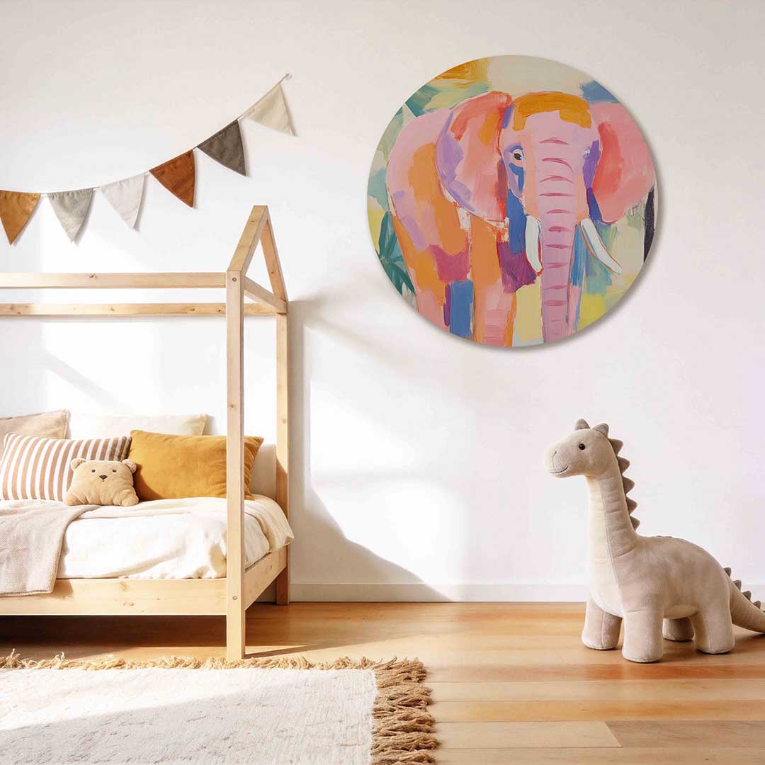 Roze olifant Muurcirkel